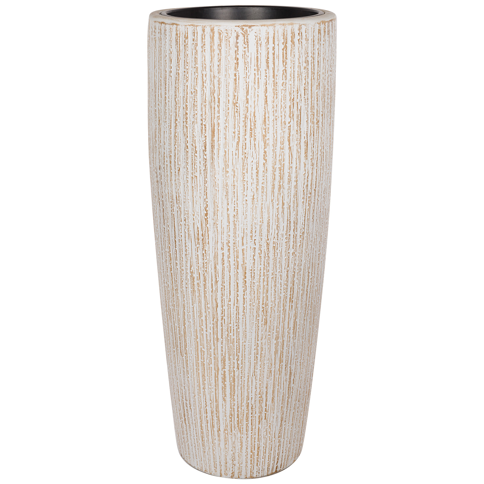 Кашпо Nobilis Marco "Bark texture vintage white Vase" (файкостоун), D47xH120 см, с теx.горшком Светл