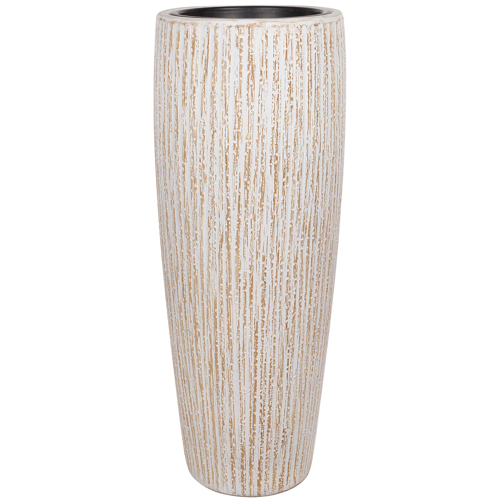 Кашпо Nobilis Marco "Bark texture vintage white Vase" (файкостоун), D36xH95 см, с теx.горшком Светло