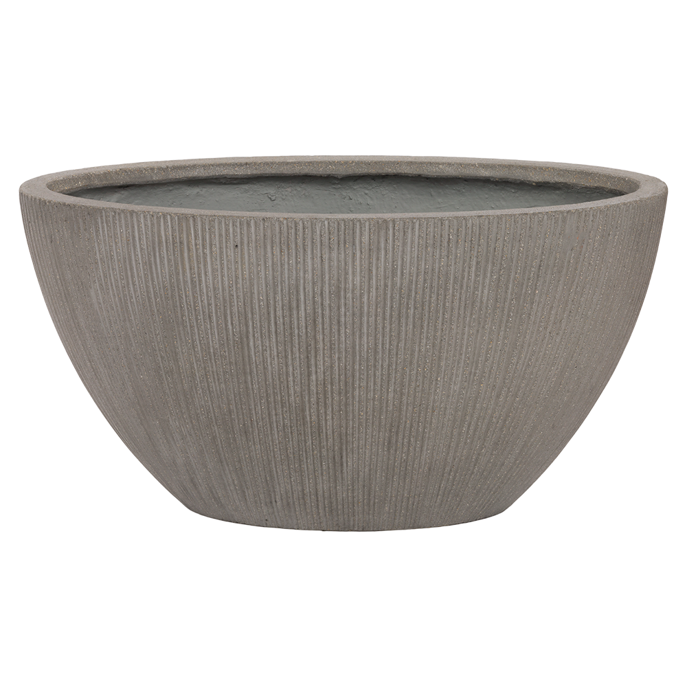 Кашпо Nobilis Marco "Vertical stripes rough-cement Oval" (файкостоун), 67x35xH35 см Серый