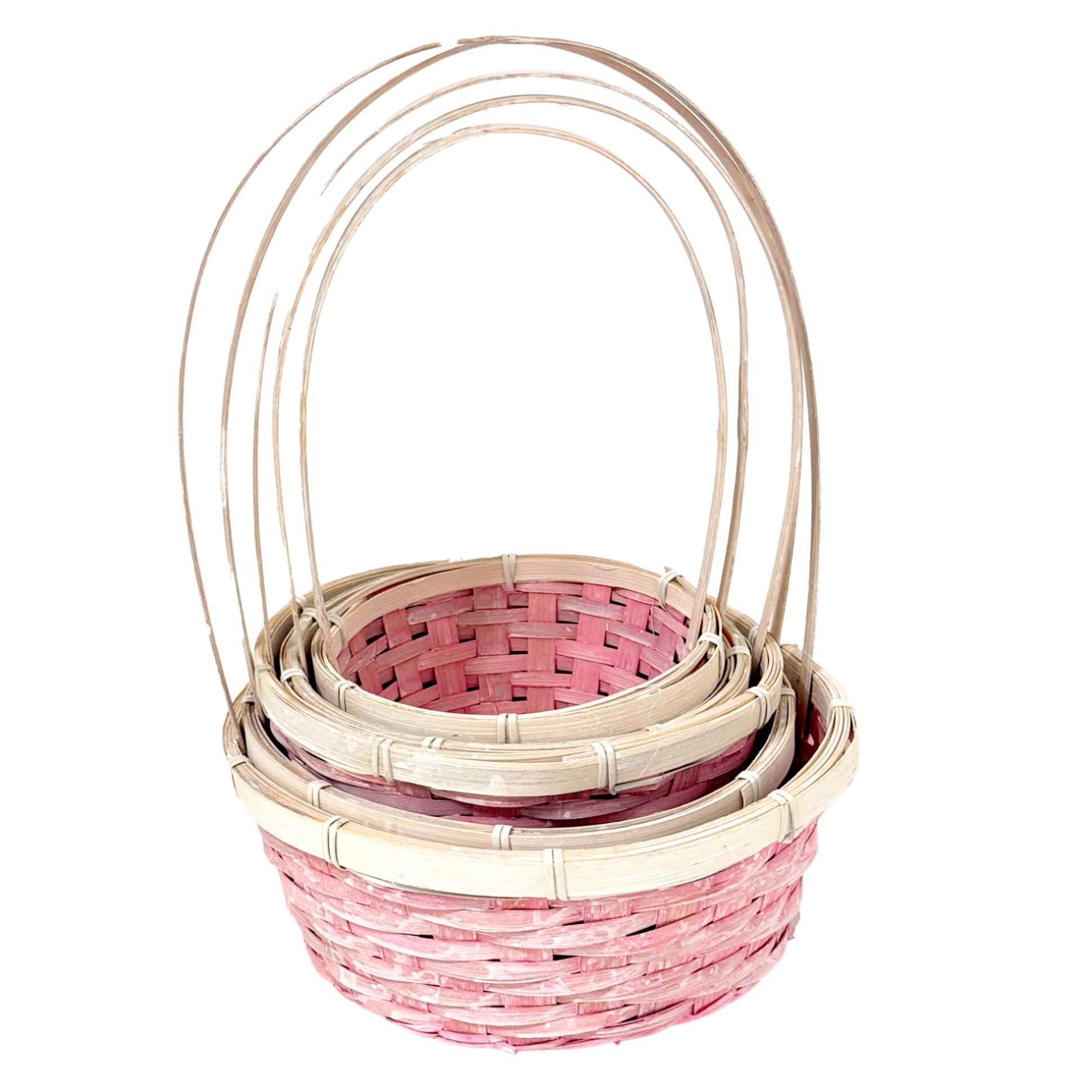 Корзина плетеная "Кант" (бамбук), D21xH10/34 см Розовый