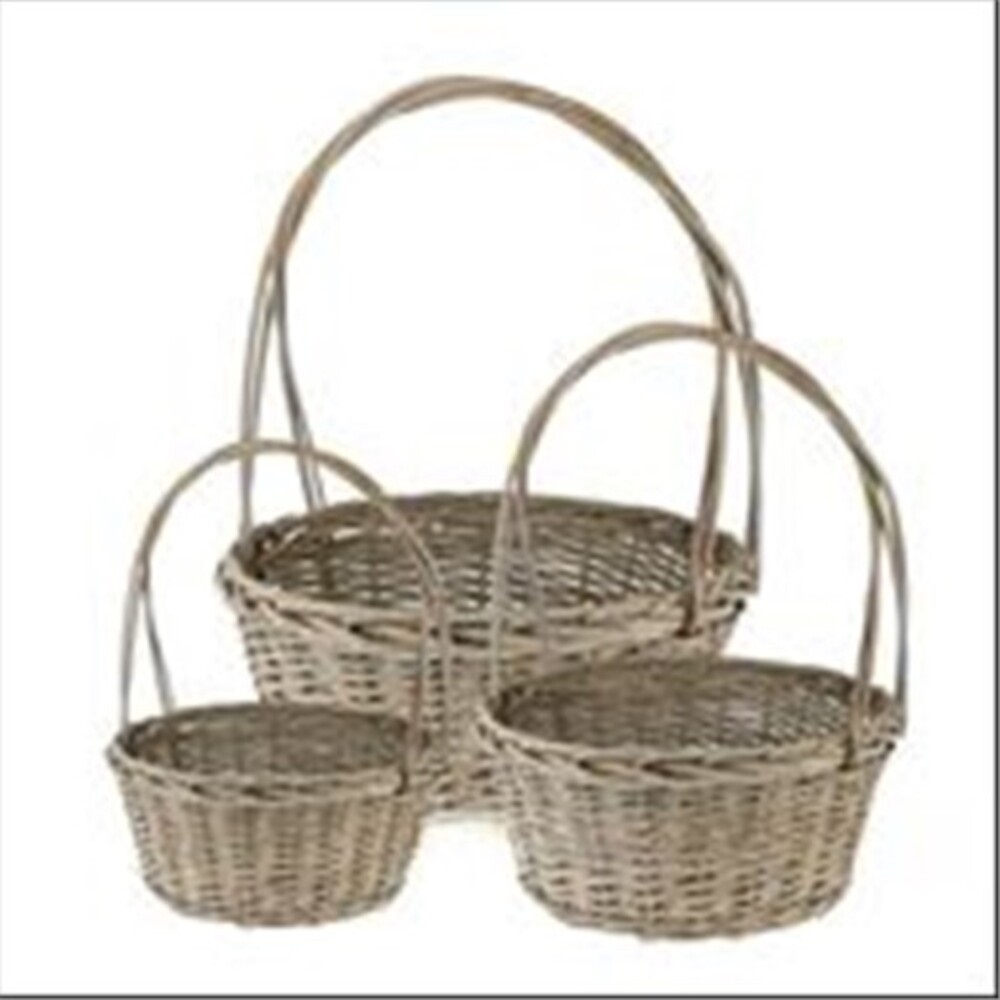 Корзина плетеная (ива), D35хH16/45 см Серый