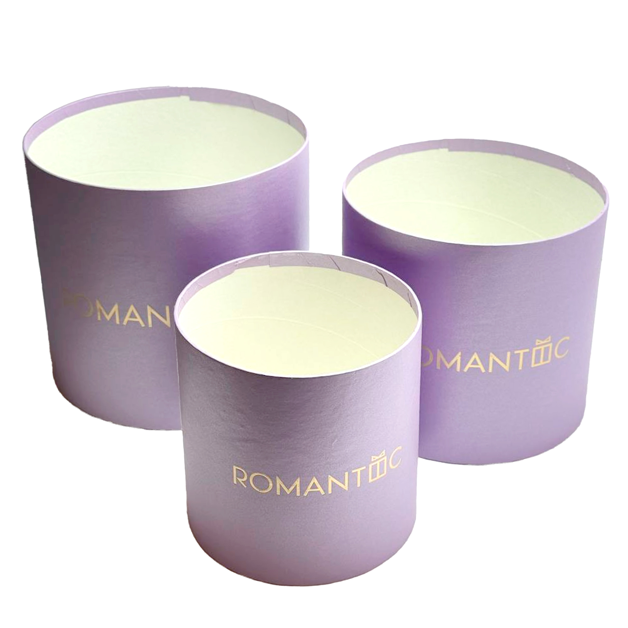 Коробка шляпная "Romantic", D20xH19 см, D18xH17 см, D16xH15 см, набор (3 шт), без крышки Сиреневый