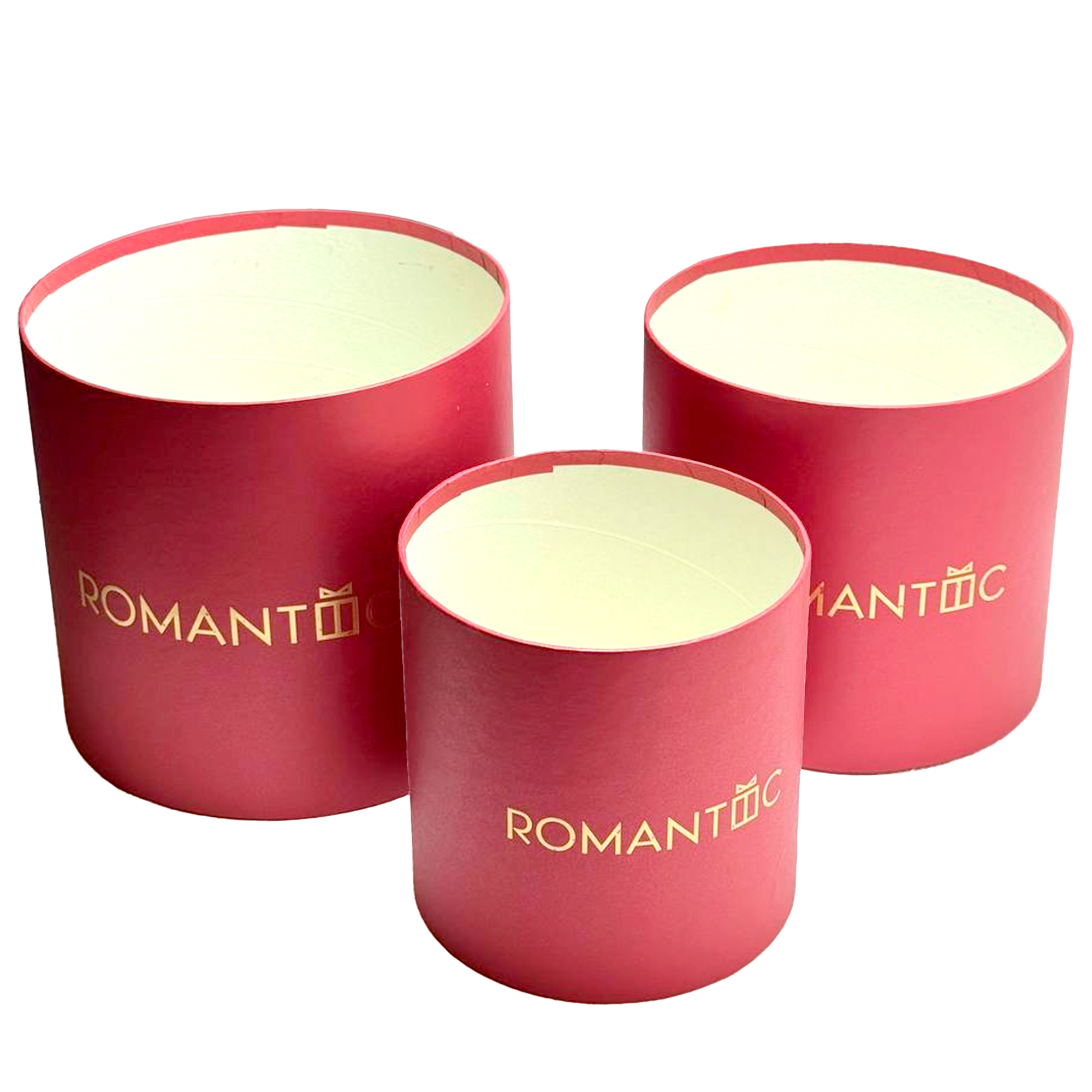 Коробка шляпная "Romantic", D20xH19 см, D18xH17 см, D16xH15 см, набор (3 шт), без крышки Красный