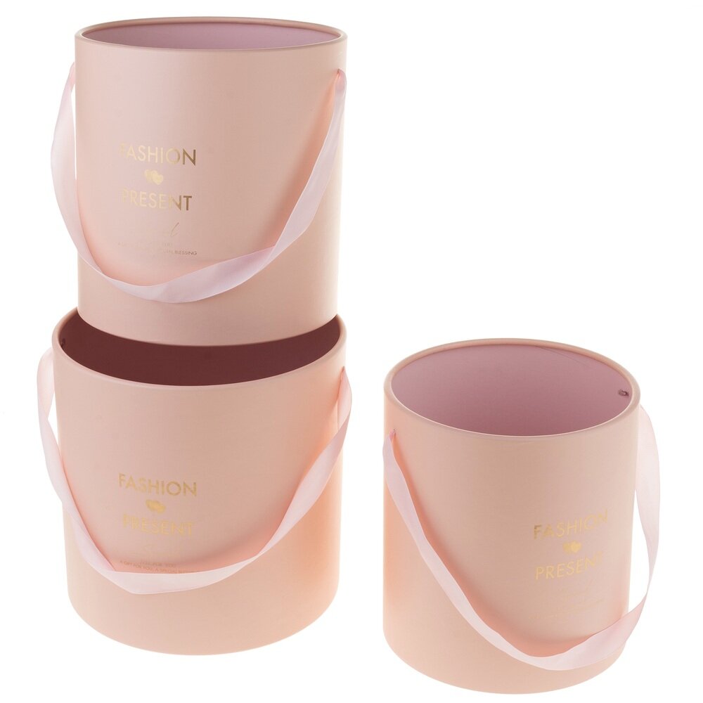 Коробка шляпная "Fashion present", D22xH24 см, без крышки Светло-розовый