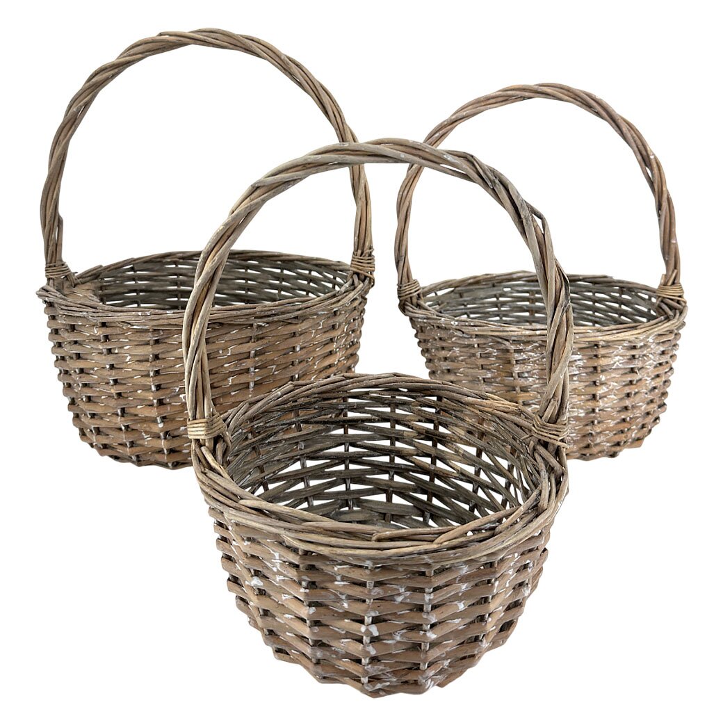 Корзина плетеная (ива), D26xH13/33 см Серый