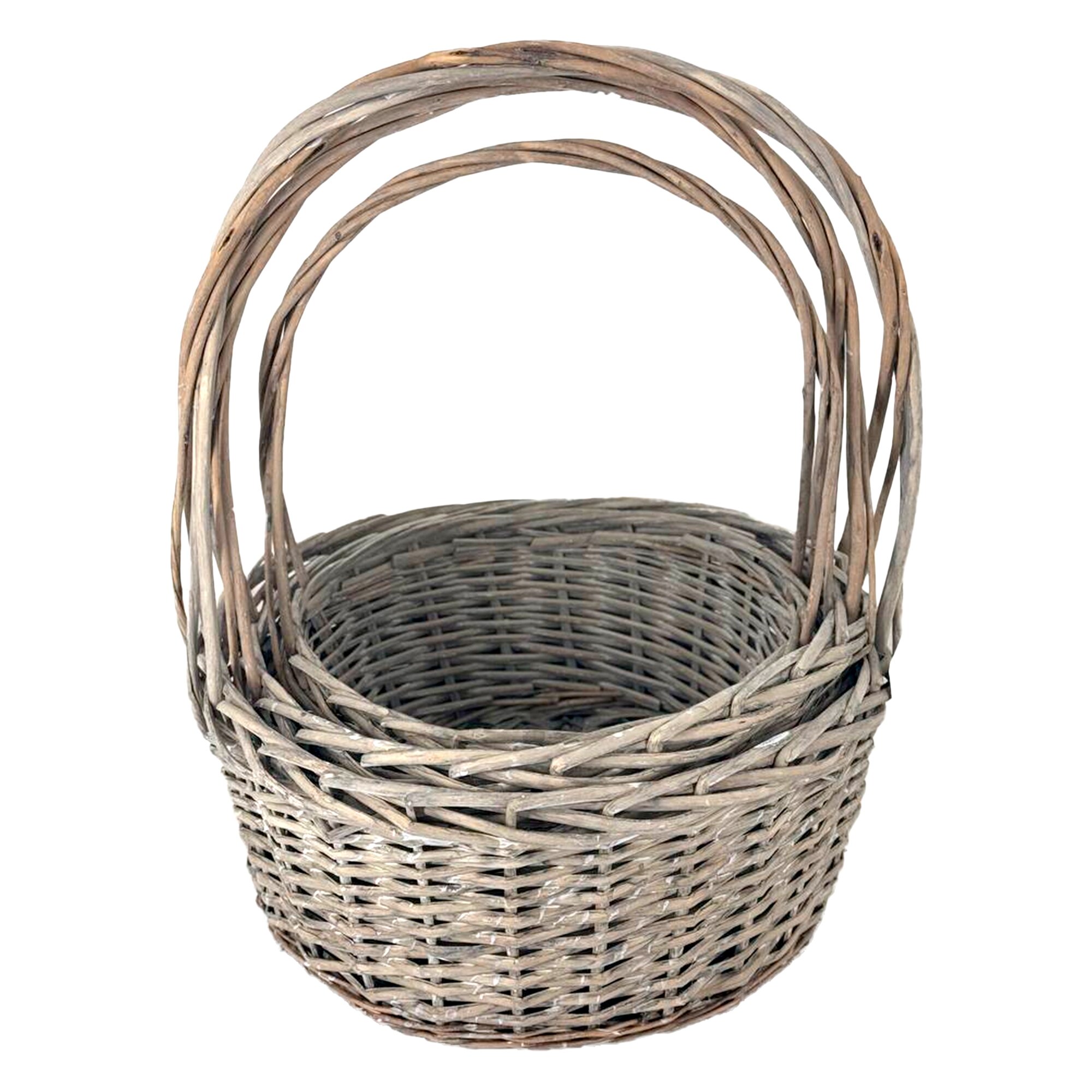 Корзина плетеная (ива), D30xH15/40 см Серый