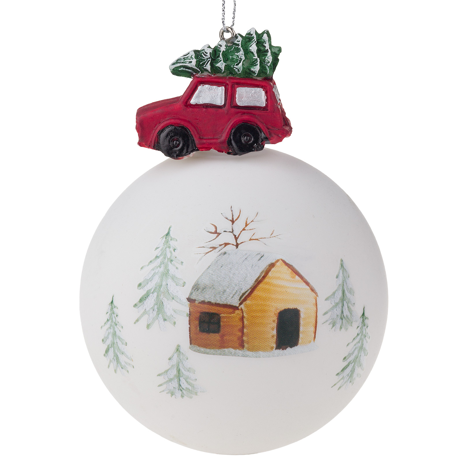 Елочная игрушка "Шар" (стекло), D8xH11 см Белый-красный