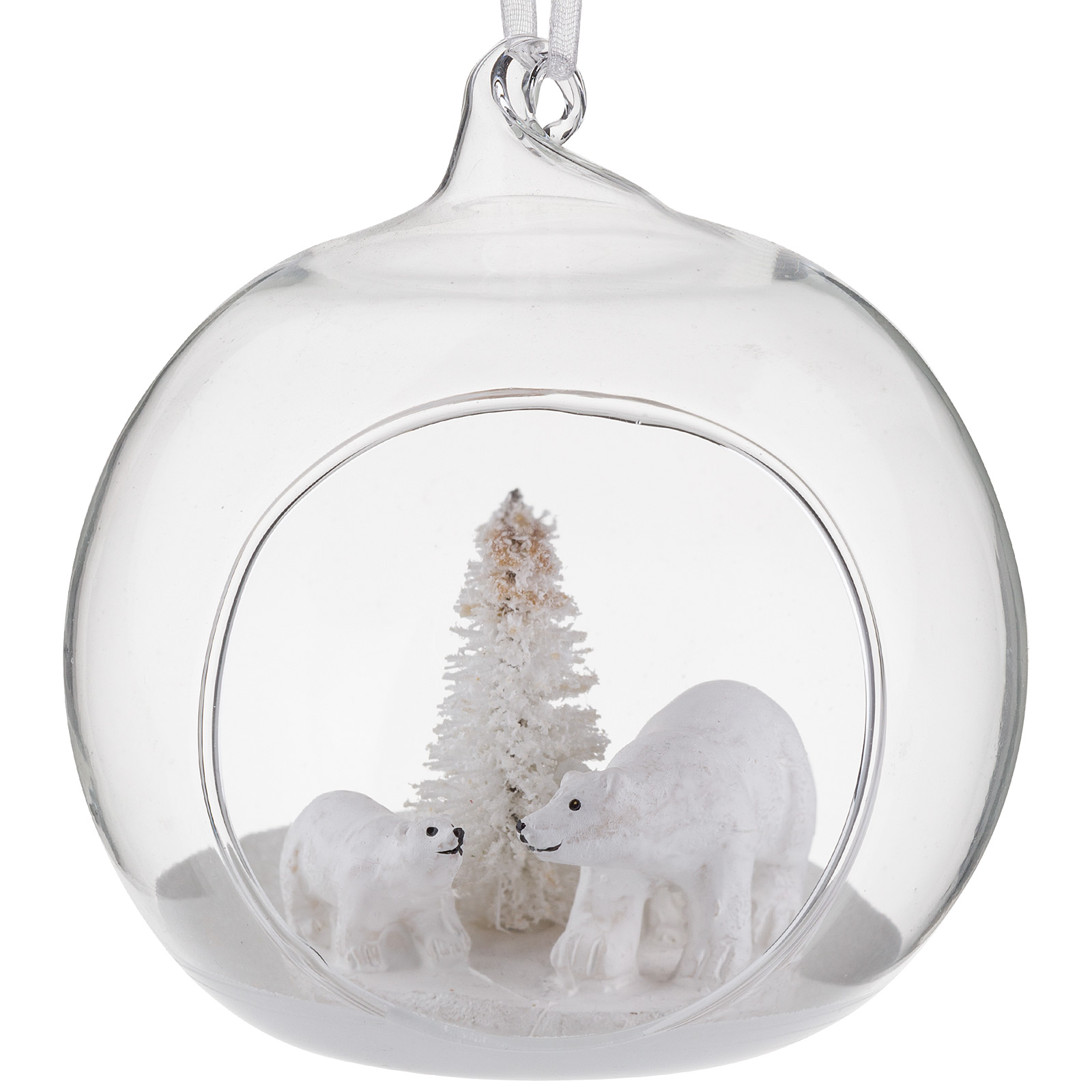 Елочная игрушка "Шар и медведи" (стекло), 8x7xH9 см Прозрачный