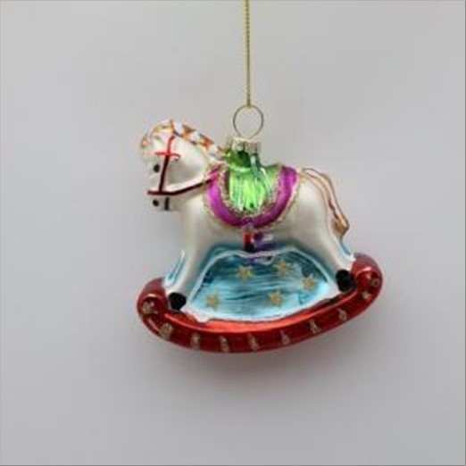 Елочная игрушка "Лошадка" (стекло), 8x3xH8 см Белый