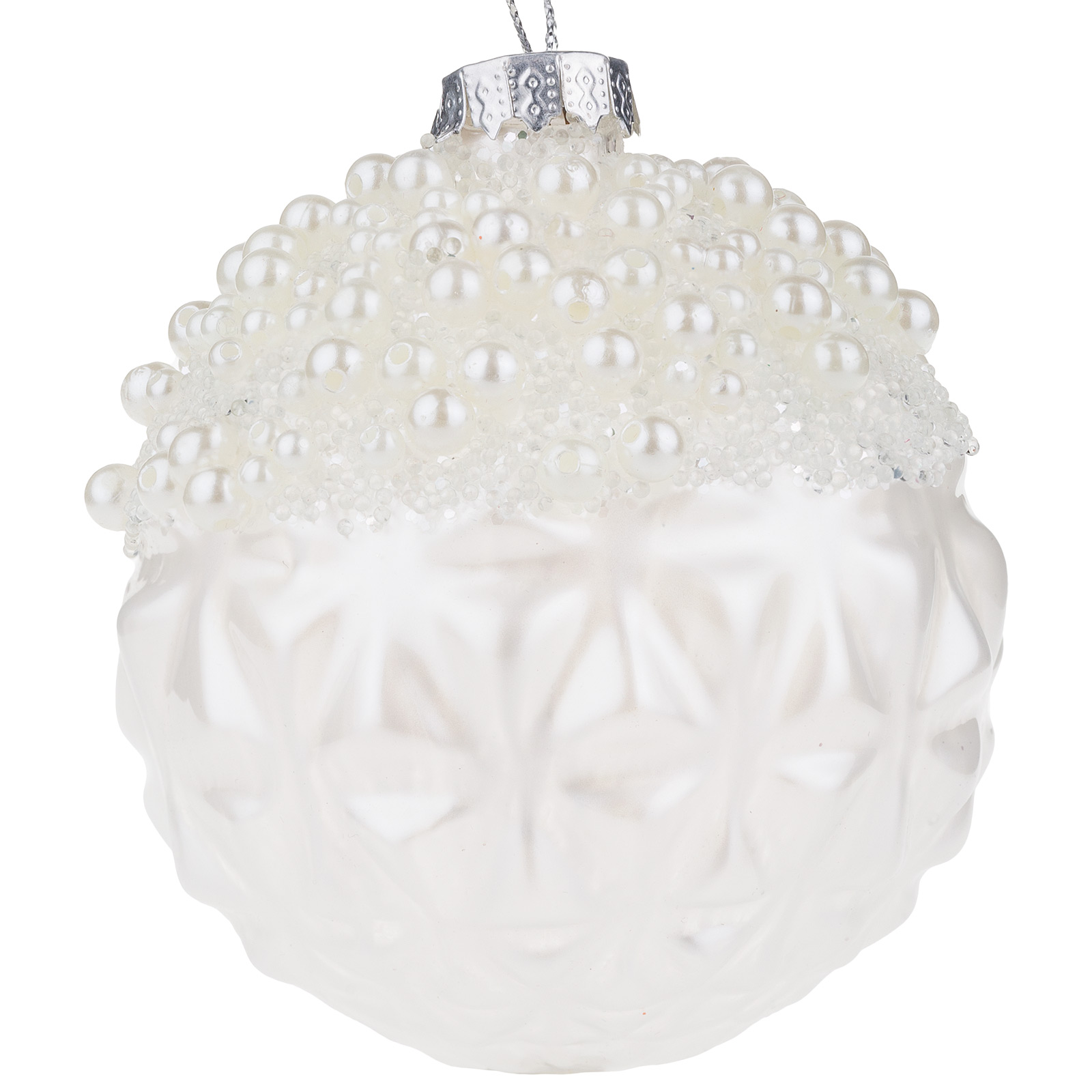 Елочная игрушка "Шар" (стекло), D8 см Белый