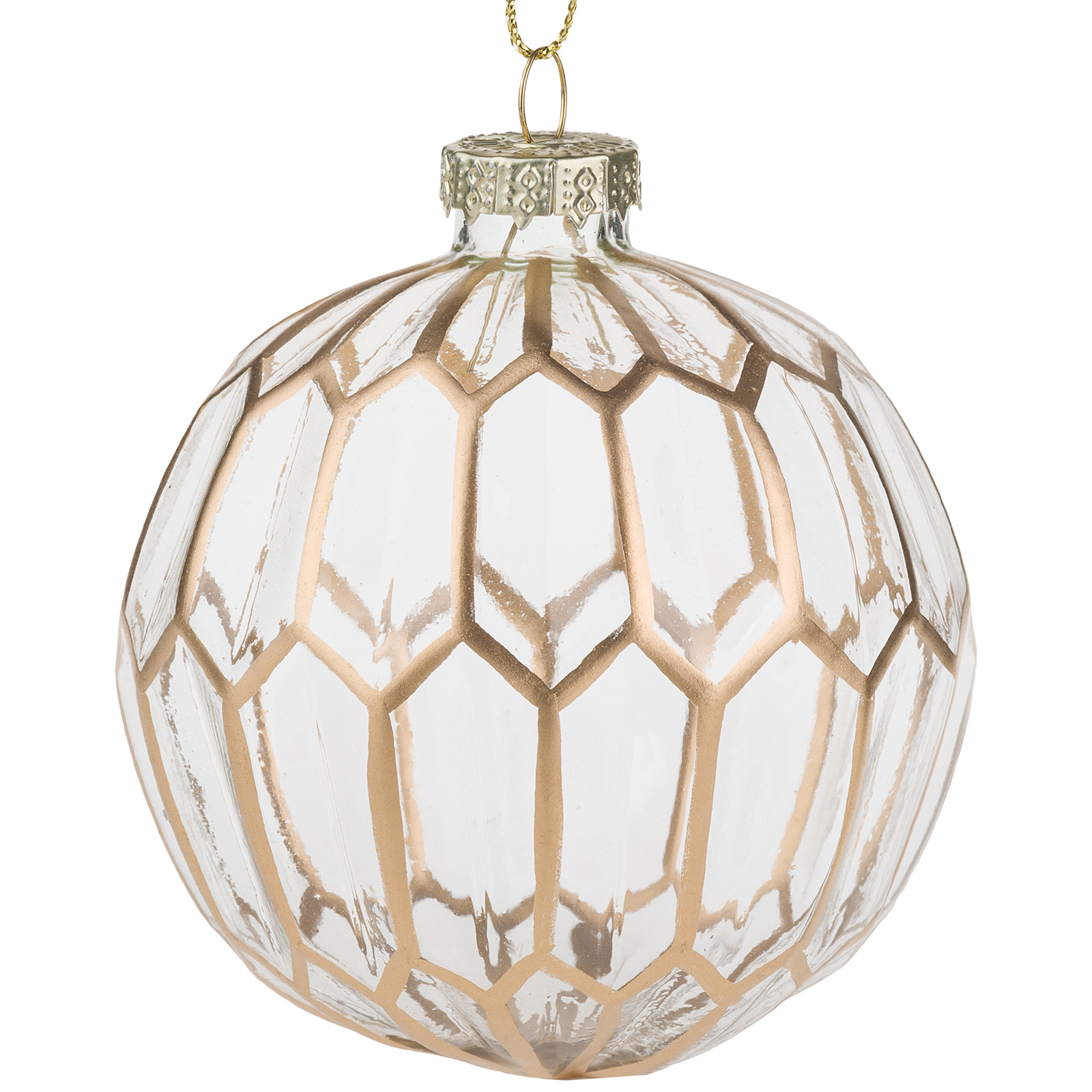 Елочная игрушка "Шар" (стекло), D8 см Золотой-прозрачный