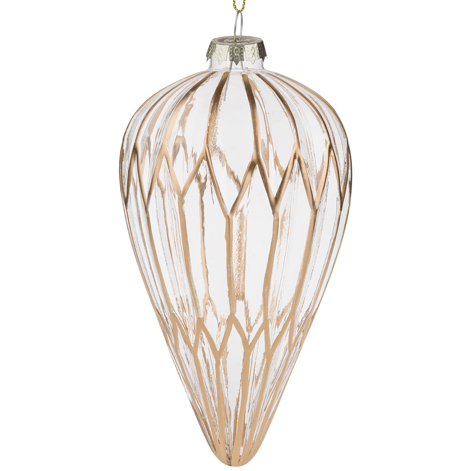 Елочная игрушка "Капля" (стекло), 8xH14 см Золотой-прозрачный