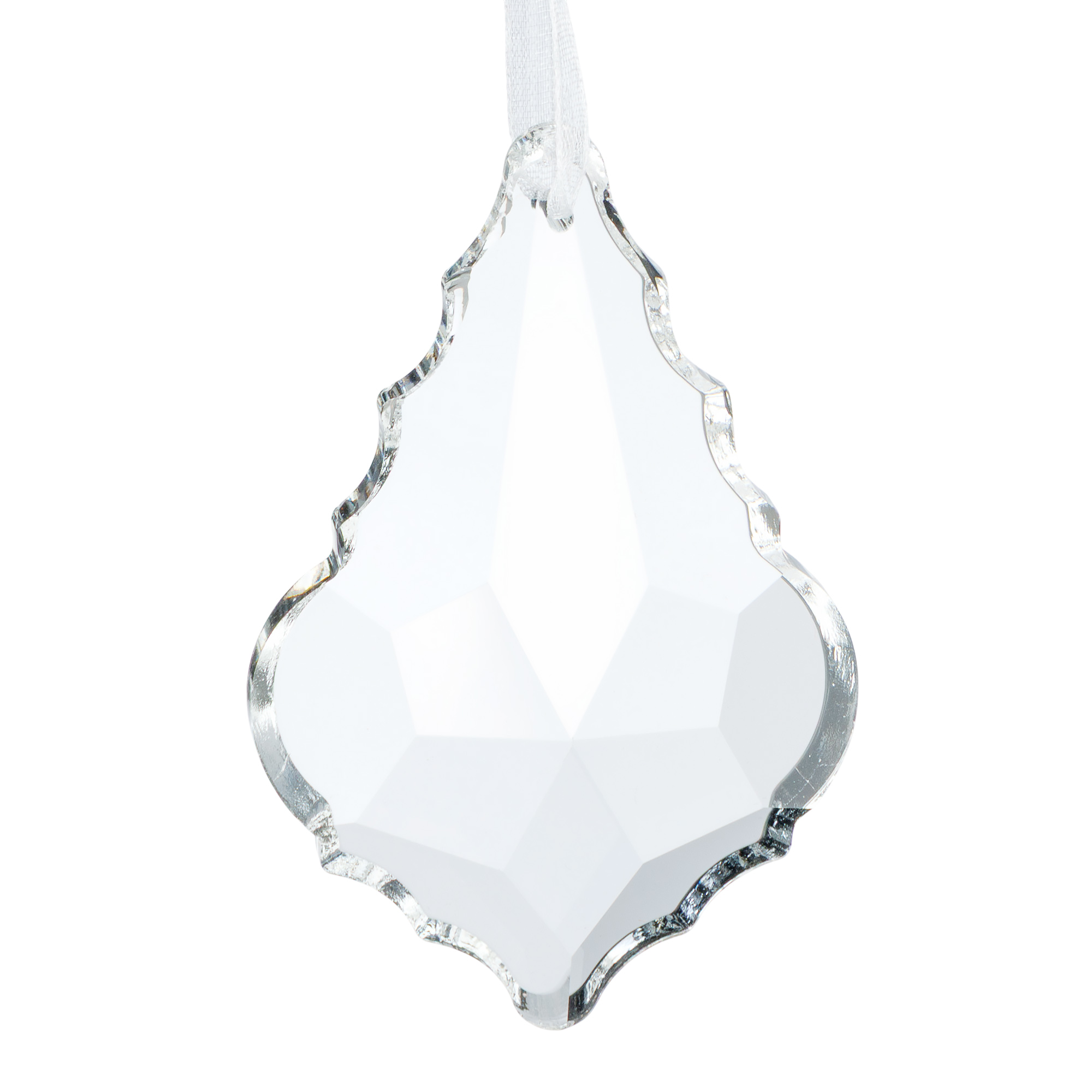 Елочная игрушка "Лист" (стекло), 5xH7,5 см Прозрачный