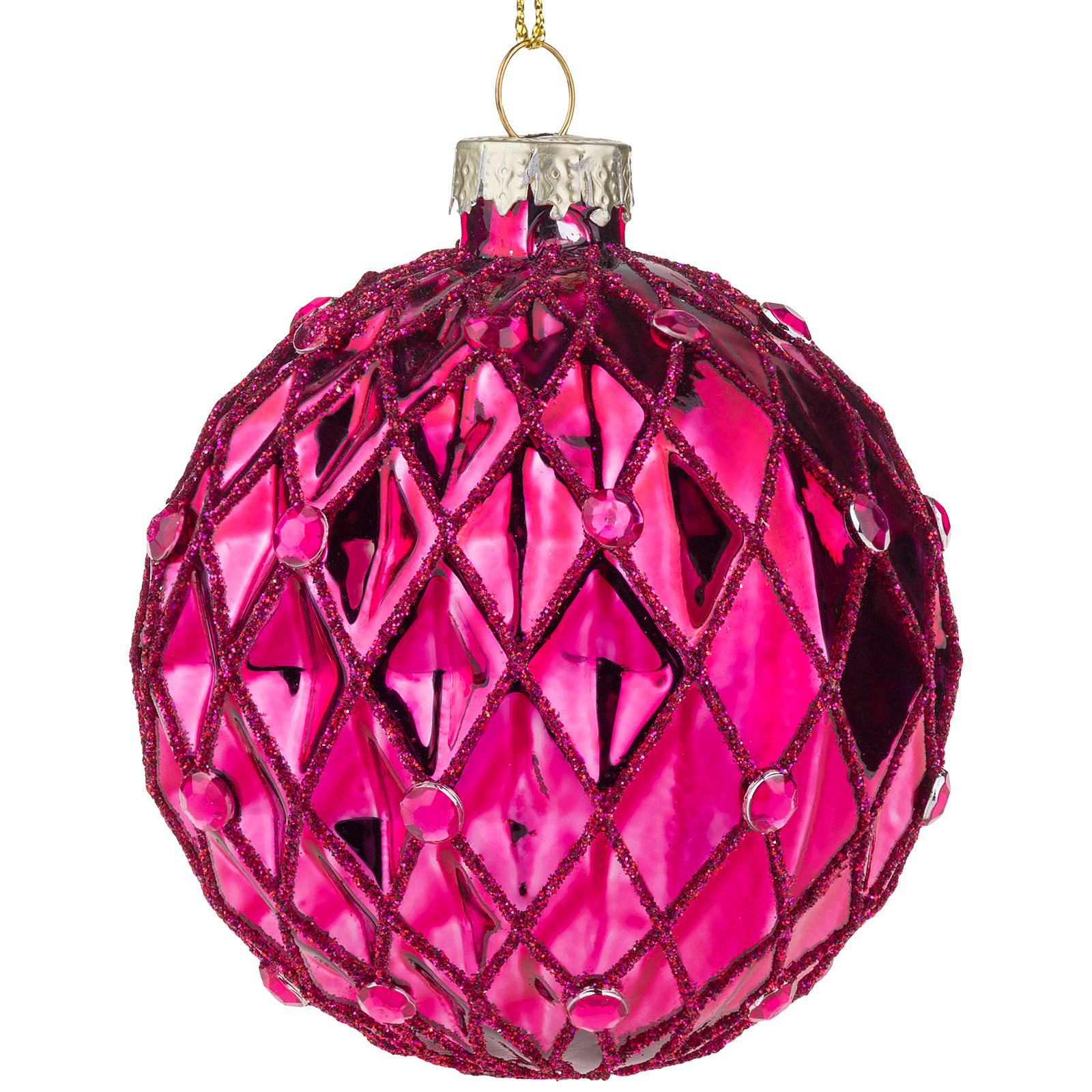 Елочная игрушка "Шар" (стекло), D8 см Фуксия