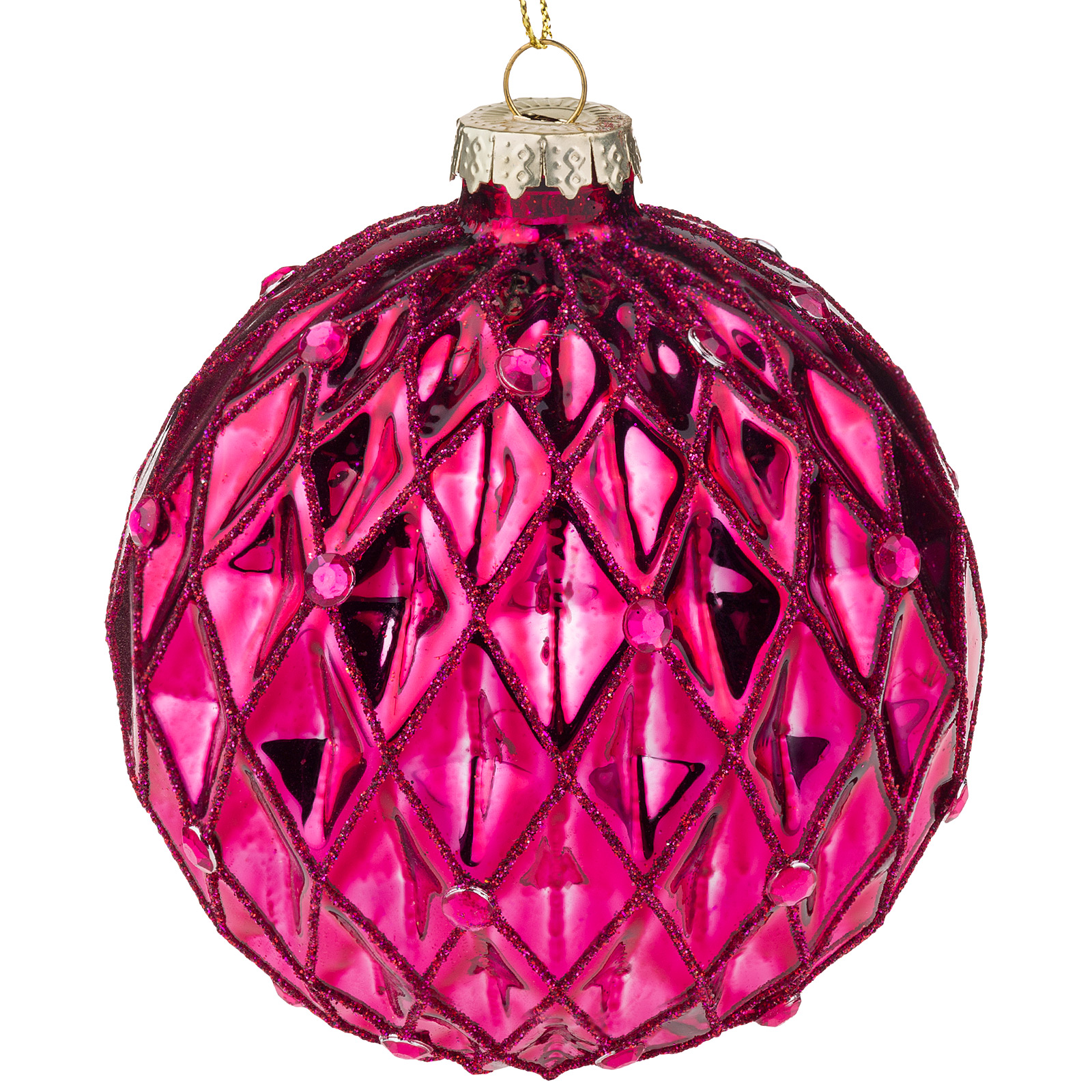 Елочная игрушка "Шар" (стекло), D10 см Фуксия