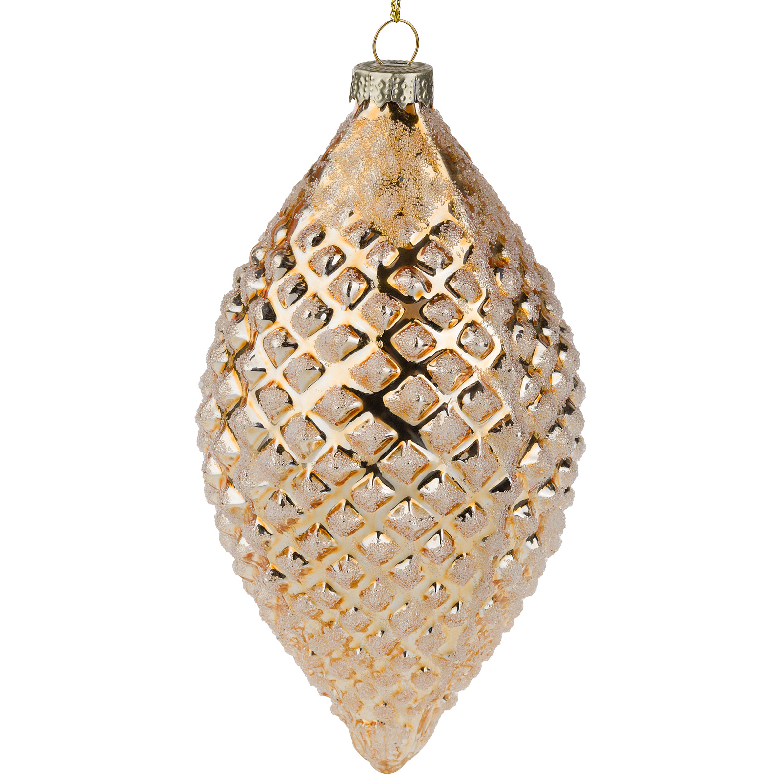 Елочная игрушка "Олива" (стекло), D8xH14 см Золотой