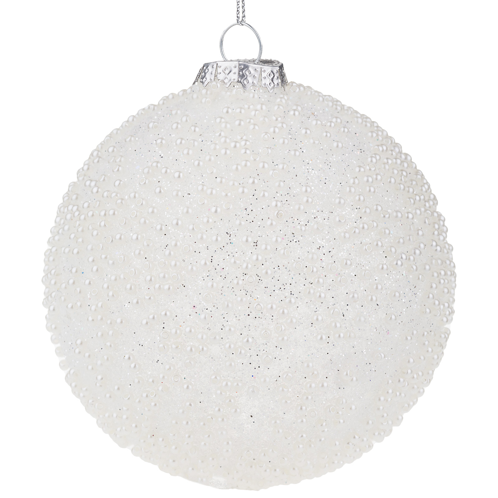 Елочная игрушка "Шар" (стекло), D10 см Белый блестящий