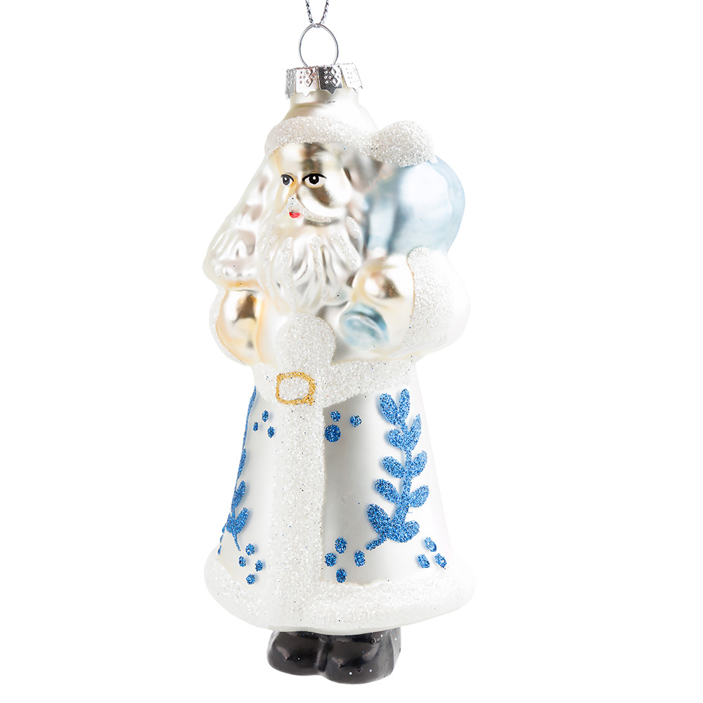 Елочная игрушка "Дед Мороз" (стекло), 6xH13 см Серебряный