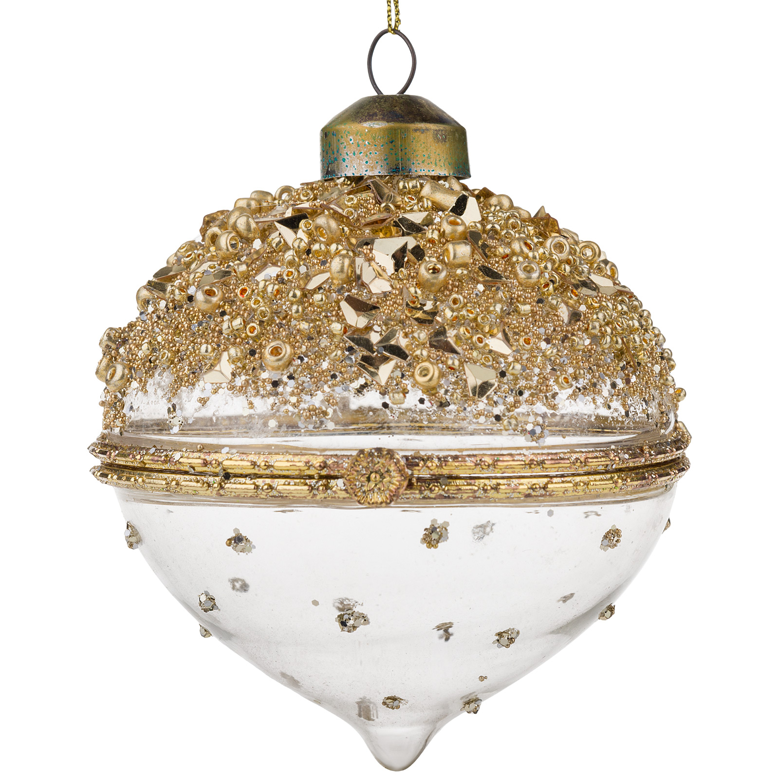 Елочная игрушка "Шар" (стекло), D8 см Золотой-прозрачный