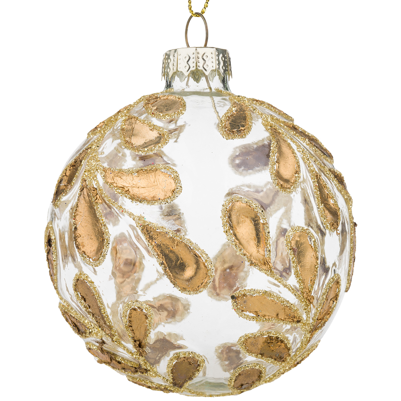 Елочная игрушка "Шар" (стекло), D8 см Золотой-прозрачный