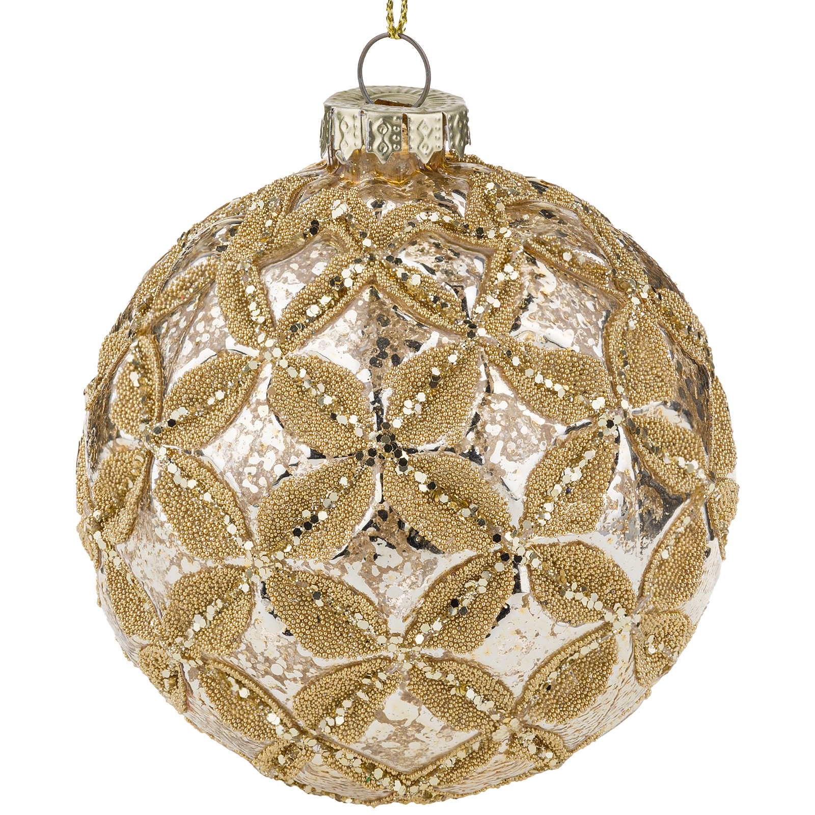 Елочная игрушка "Шар" (стекло), D8 см Золотой