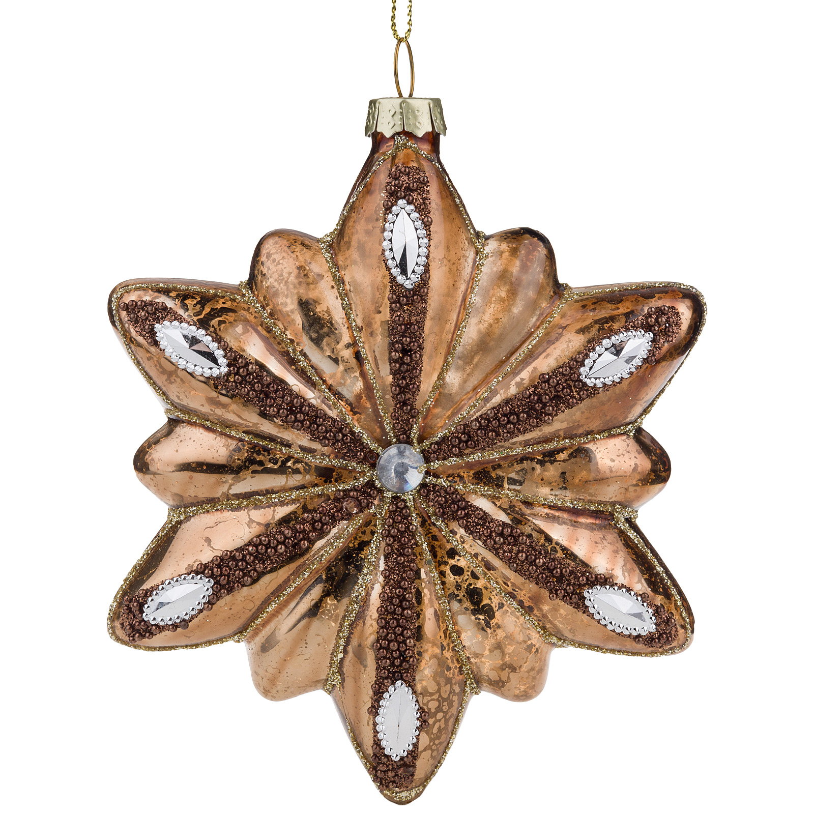 Елочная игрушка "Снежинка" (стекло), D10 см Бронзовый
