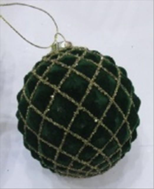Елочная игрушка "Шар" (бархат, стекло), D10 см Изумрудный