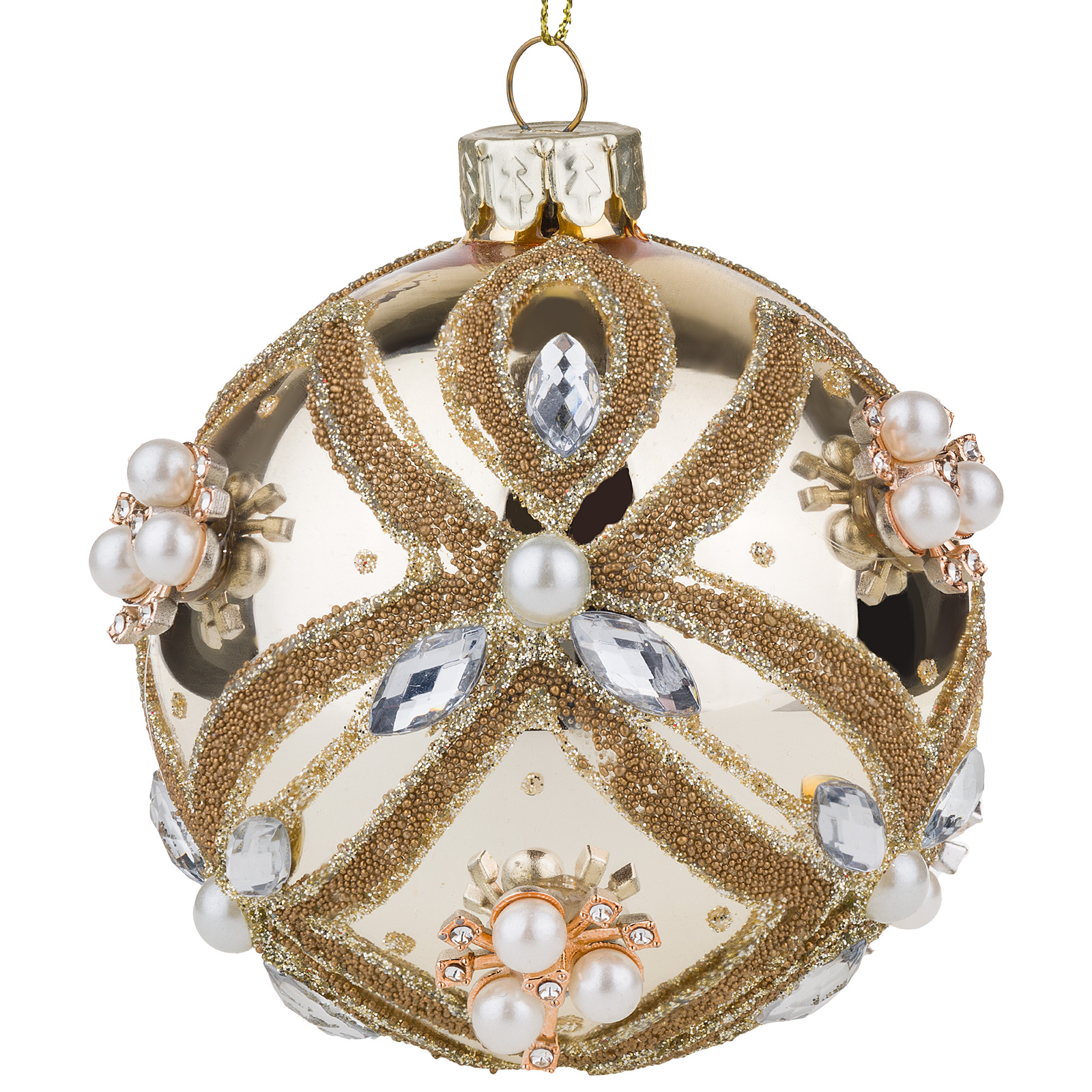 Елочная игрушка "Шар" (стекло), D8 см Золотой