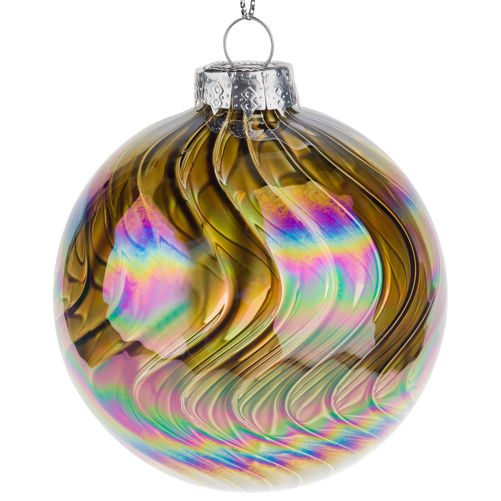 Елочная игрушка "Шар" (стекло), D8 см Золотой-черный