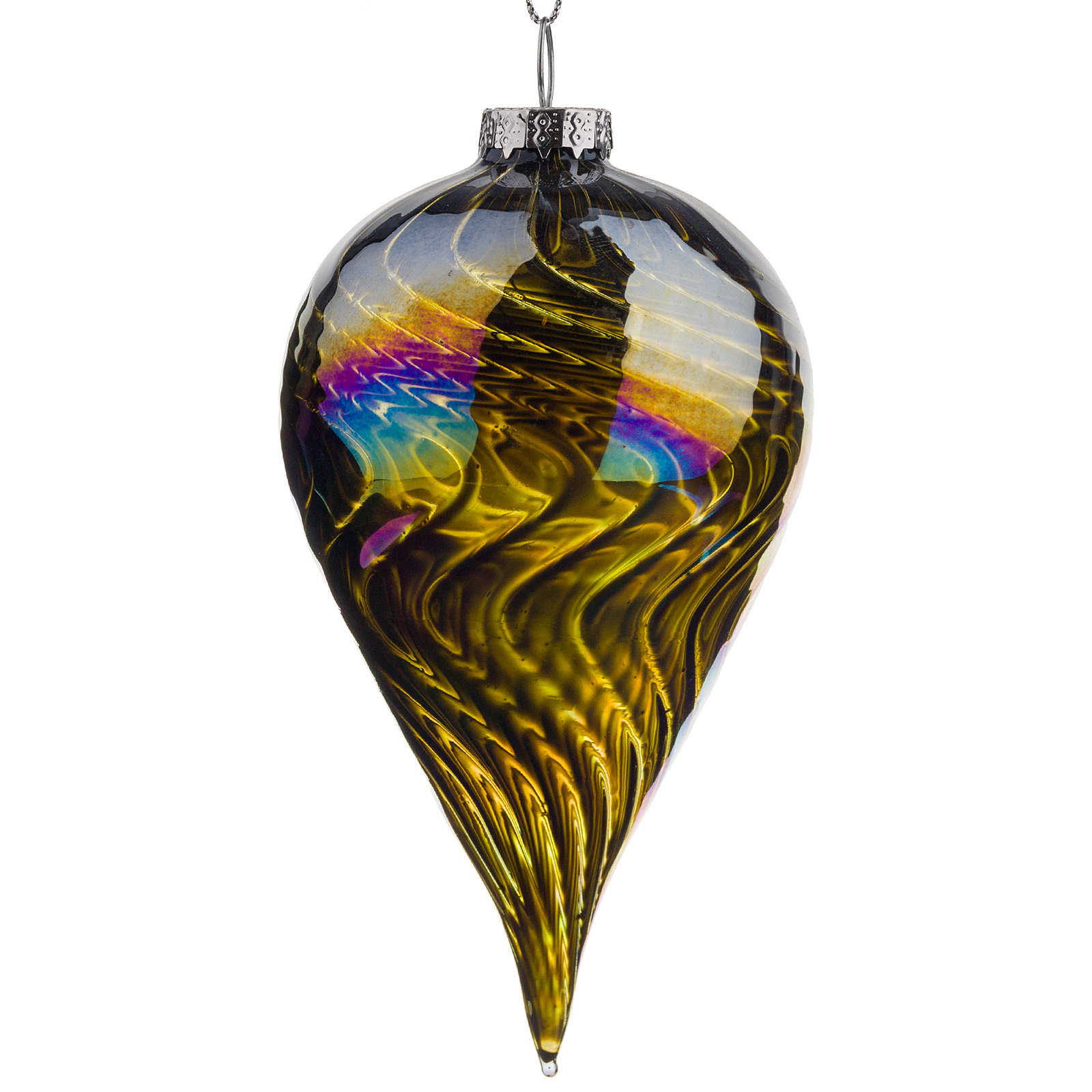 Елочная игрушка "Капля" (стекло), 6xH12 см Золотой-черный