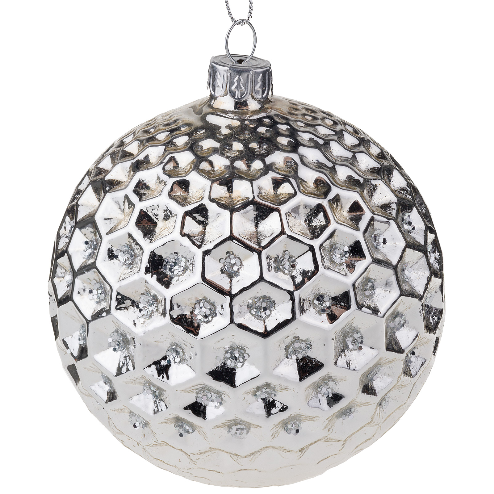 Елочная игрушка "Шар" (стекло), D10 см Серебряный