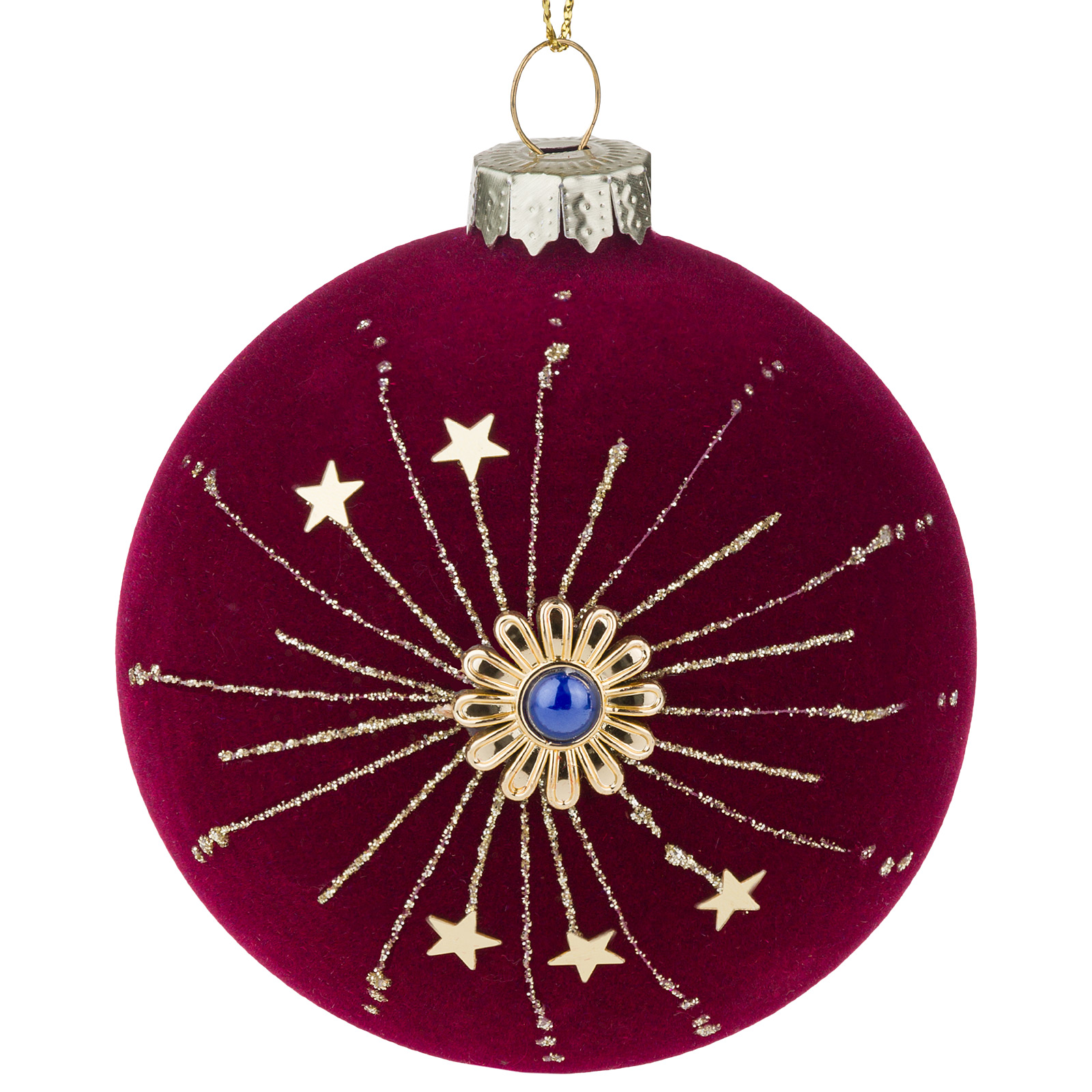 Елочная игрушка "Шар" (барxат, стекло), D8 см Красный