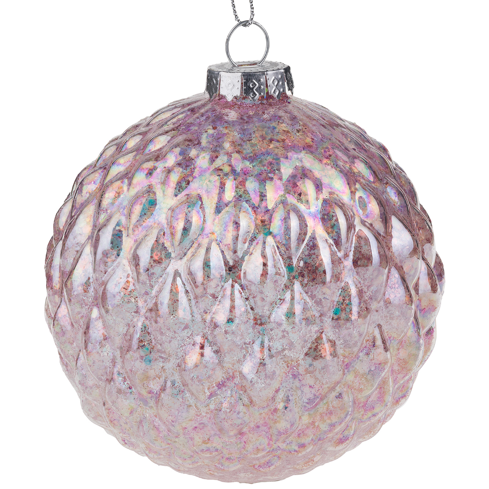 Елочная игрушка "Шар" (стекло), D10 см Розовый металлик