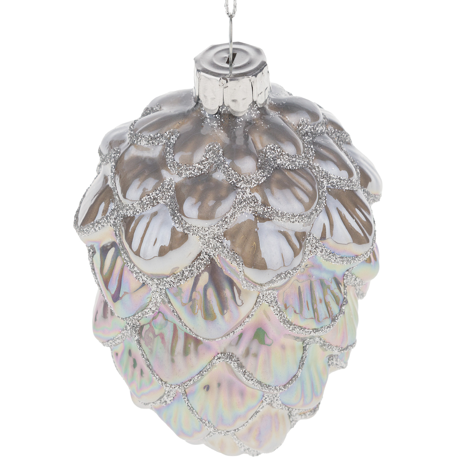 Елочная игрушка "Шишка" (стекло), 7xH10 см Серебряный