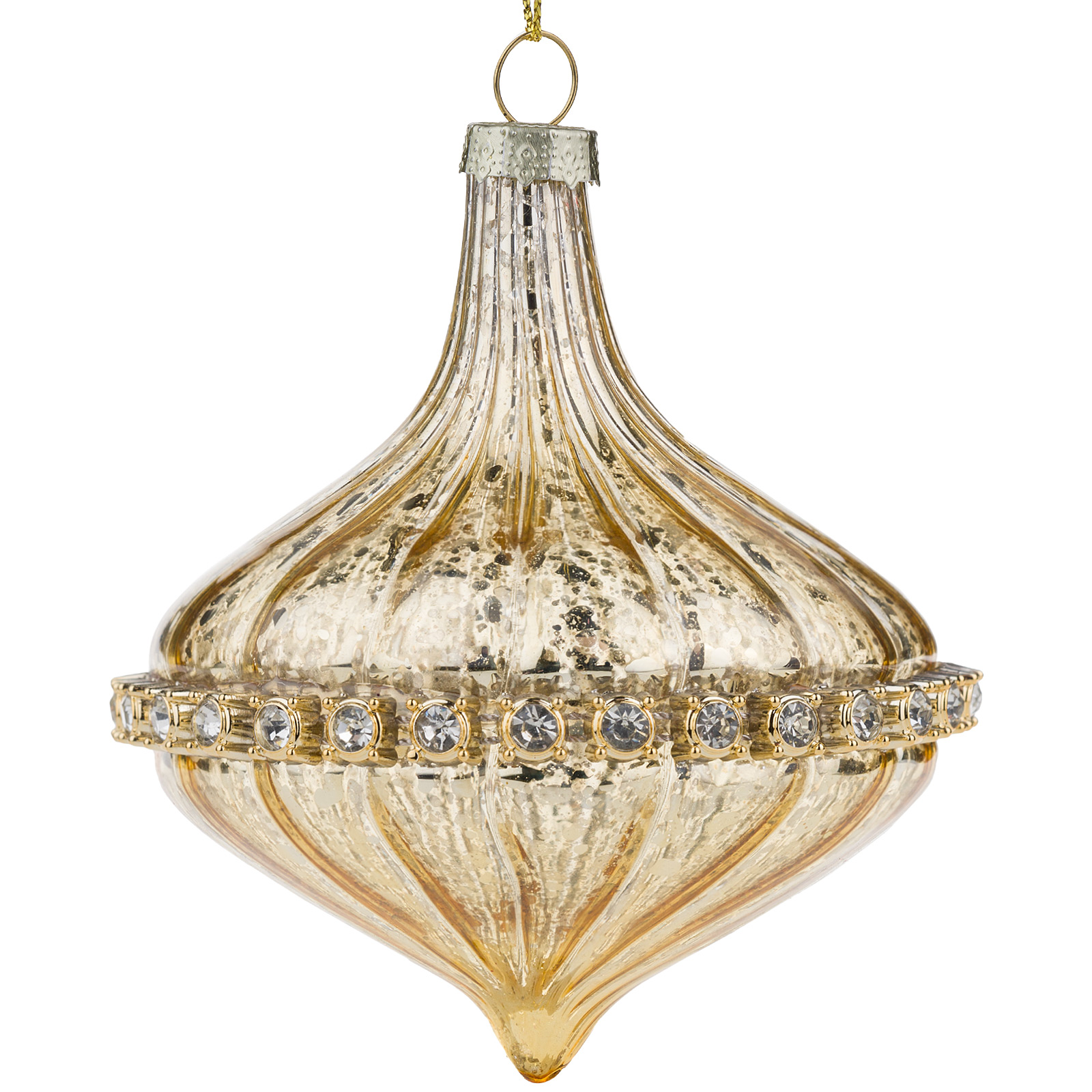 Елочная игрушка "Капля" (стекло), 8xH10 см Золотой