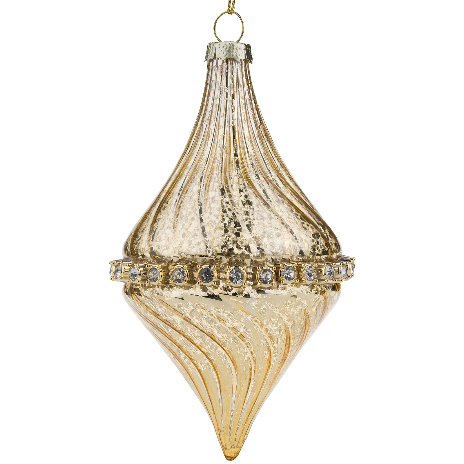 Елочная игрушка "Капля" (стекло), 7xH13 см Золотой