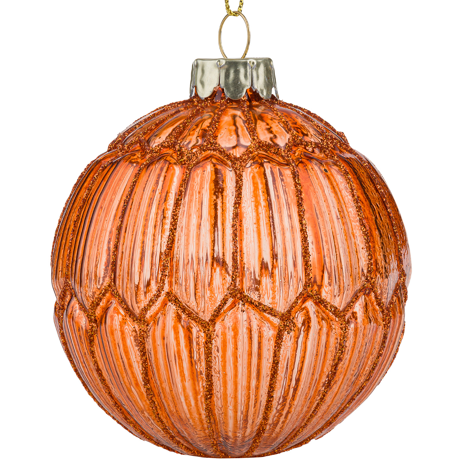 Елочная игрушка "Шар" (стекло), D8 см Оранжевый
