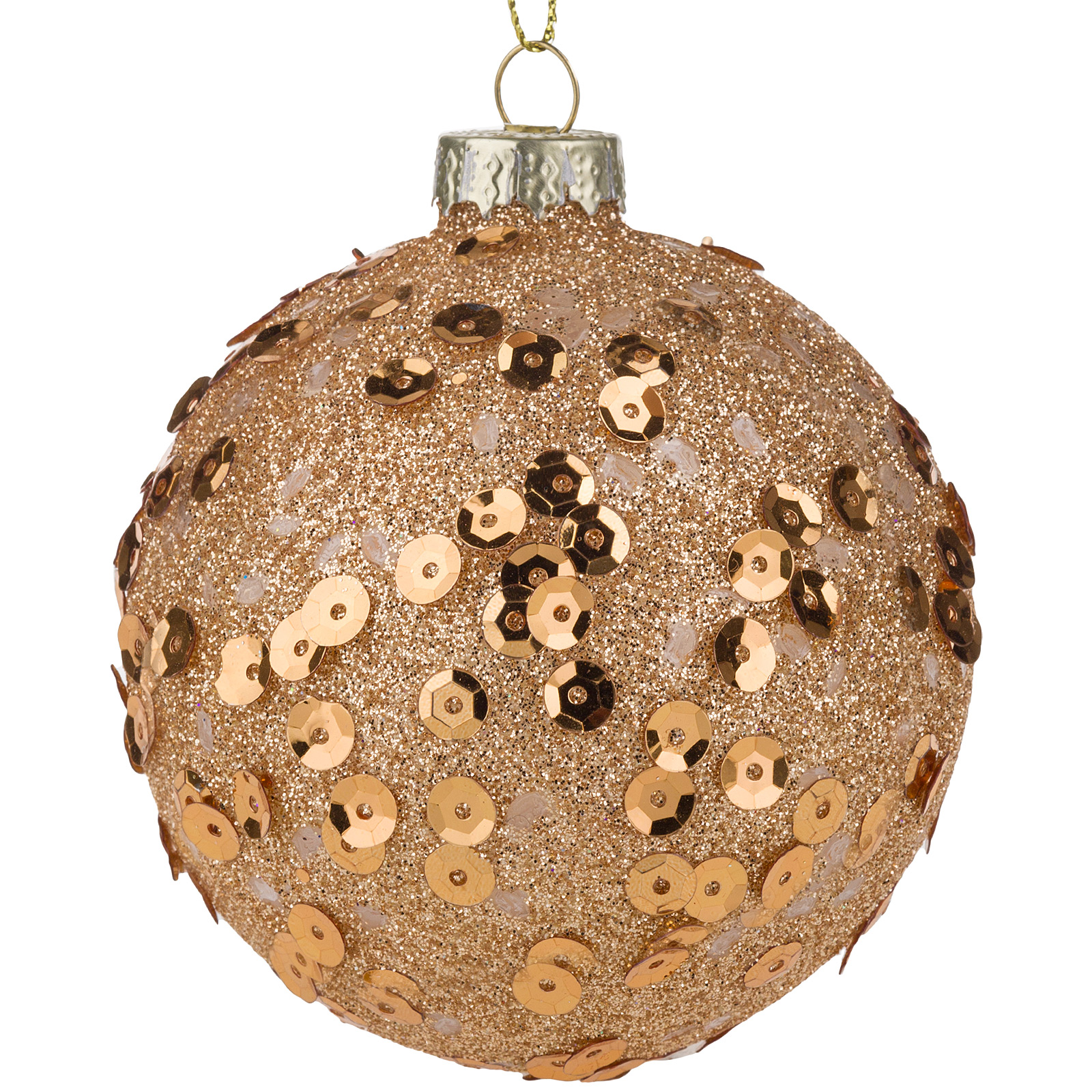 Елочная игрушка "Шар" (стекло), D8 см Золотой