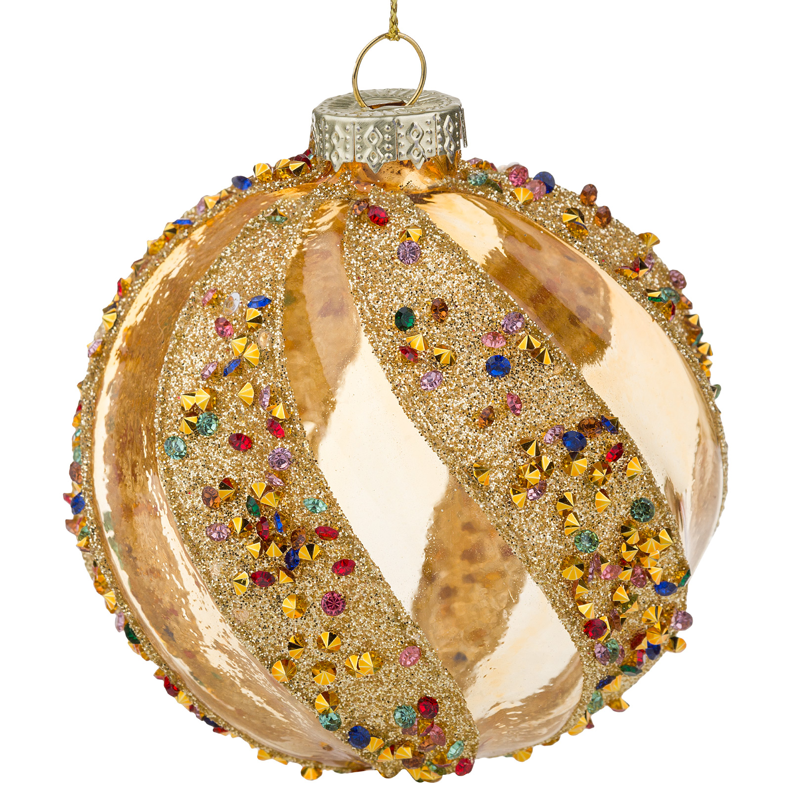 Елочная игрушка "Шар" (стекло), D8 см Золотой