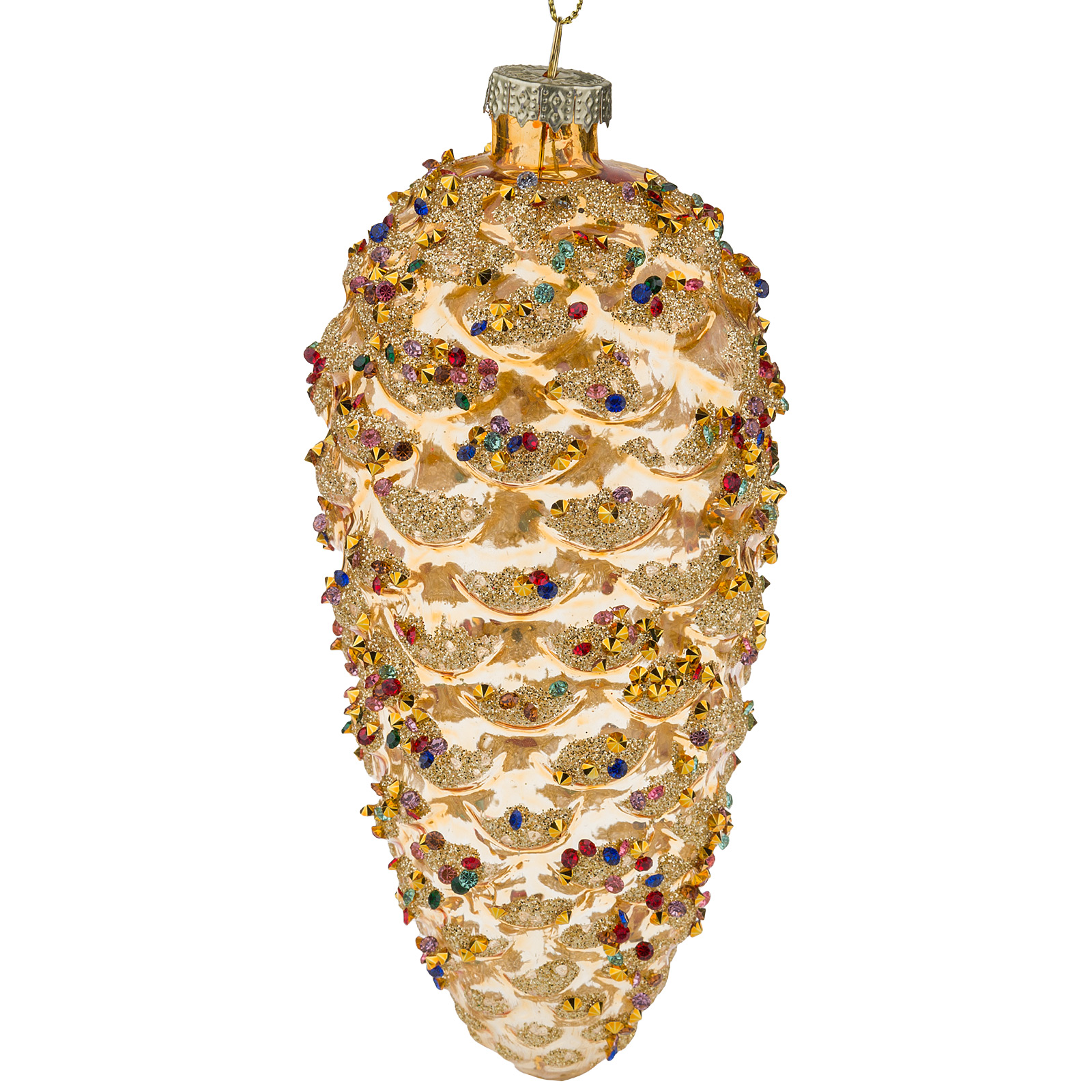 Елочная игрушка "Шишка" (стекло), 7xH14 см Золотой