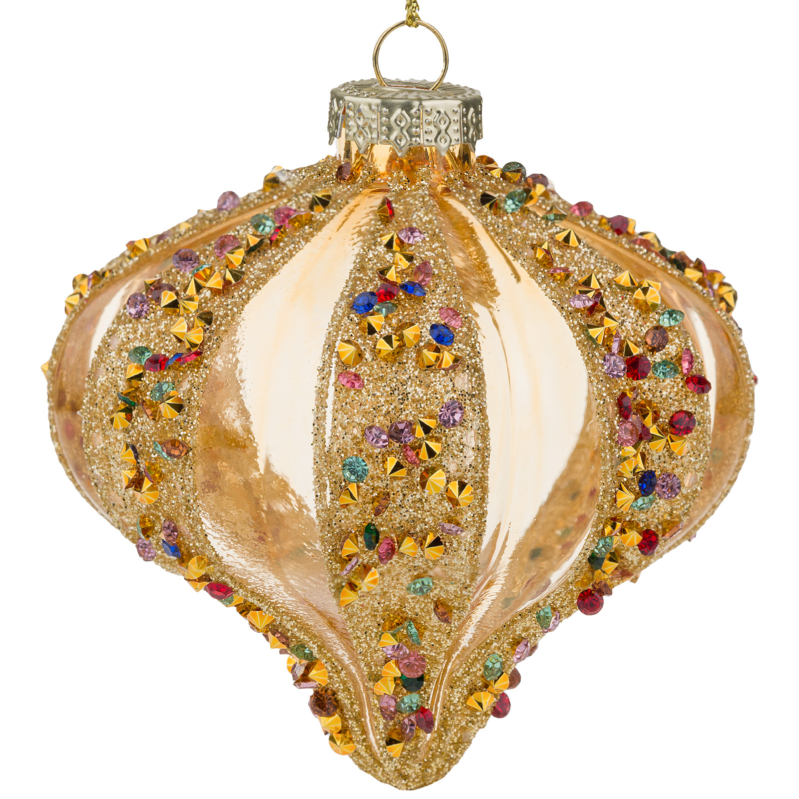 Елочная игрушка "Луковка" (стекло), D8 см Золотой