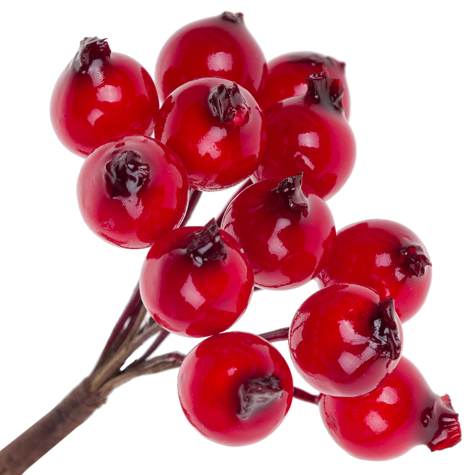 Ягода искусственная на вставке "Шиповник" (пластик), набор (12 шт) Красный