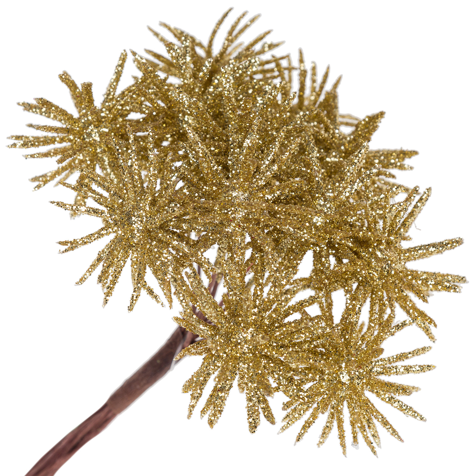 Снежинка искусственная на вставке (пластик), набор (10 шт), с глиттером Золотой