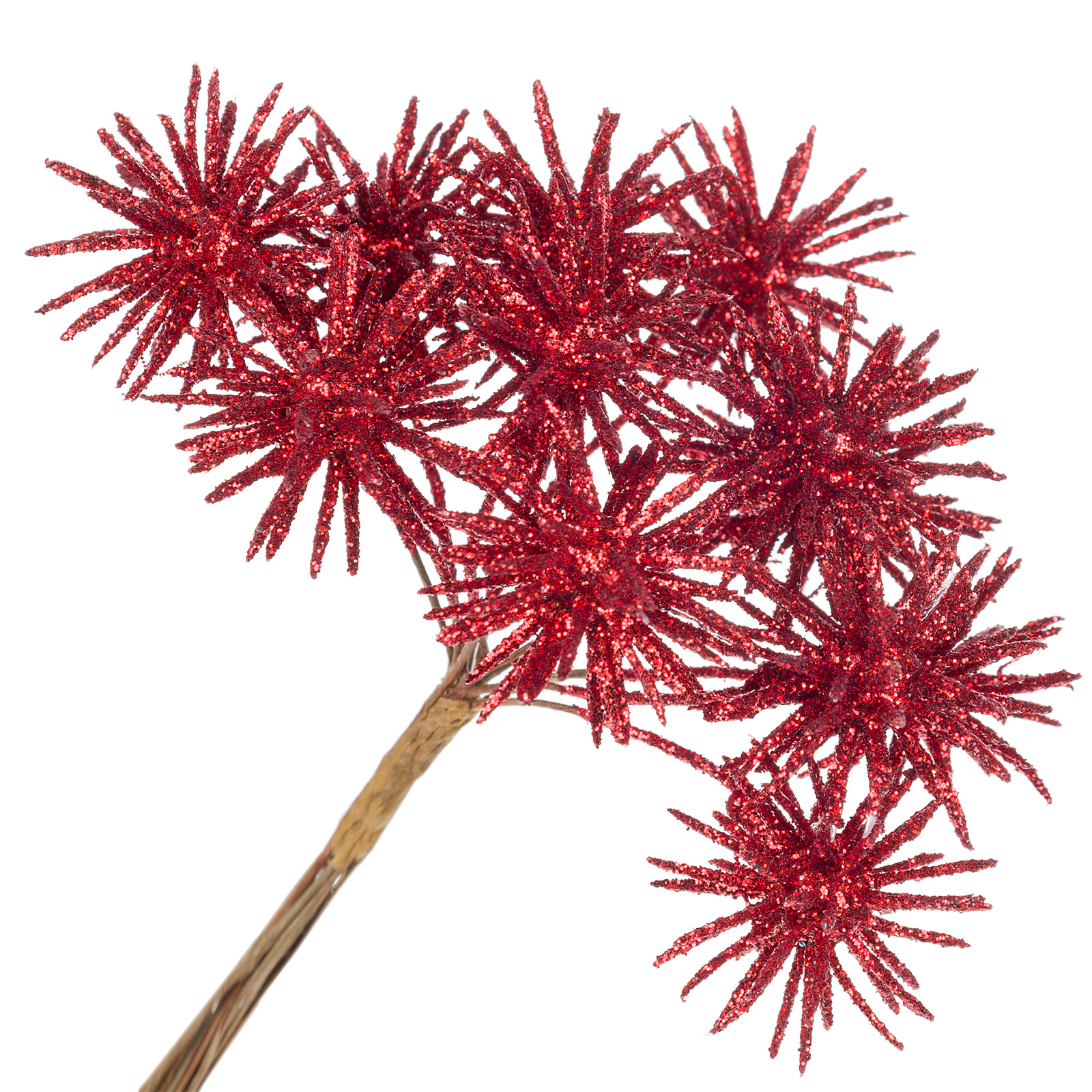 Снежинка искусственная на вставке (пластик), набор (10 шт), с глиттером Красный