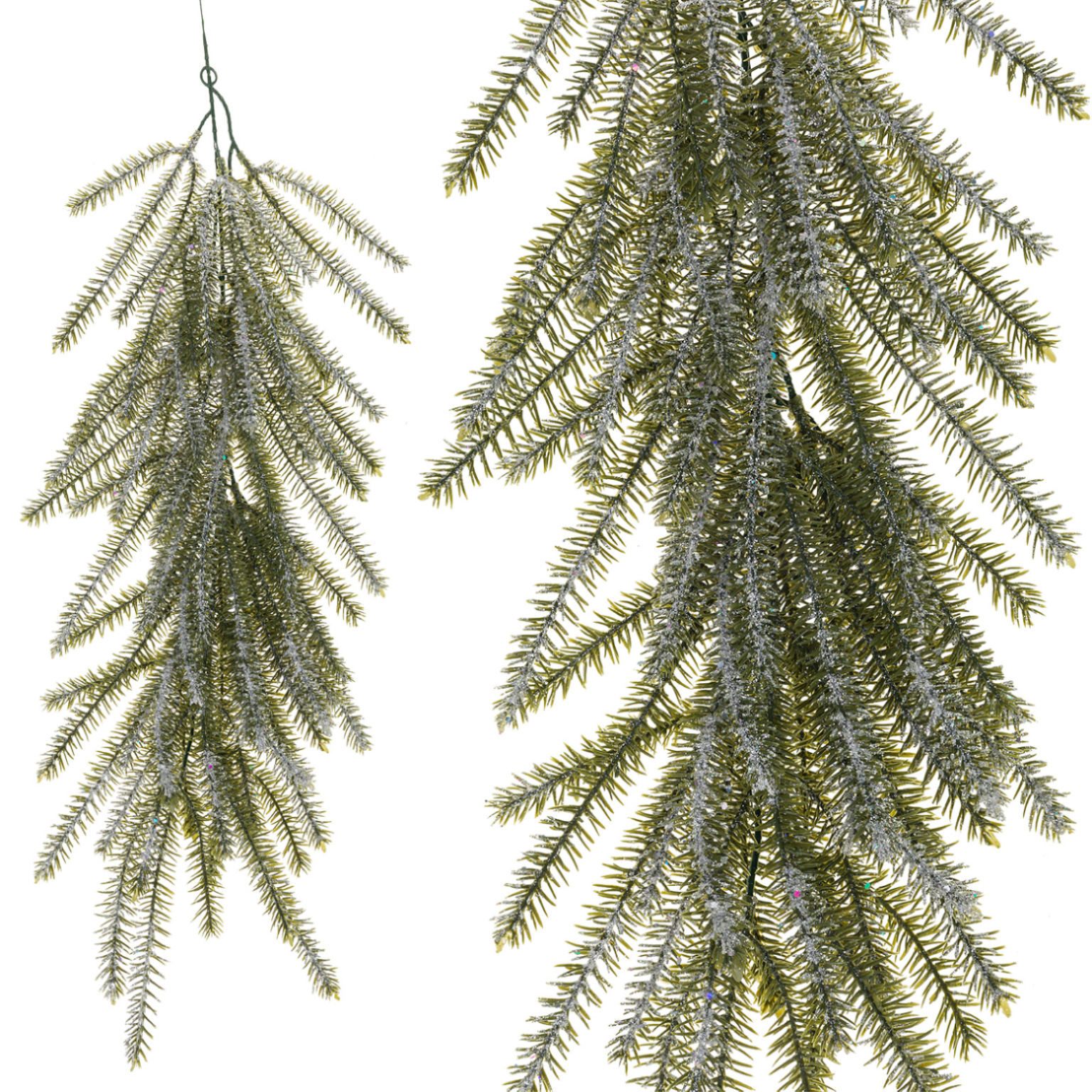 Гирлянда искусственная еловая (пластик), 73 см Белый-зеленый