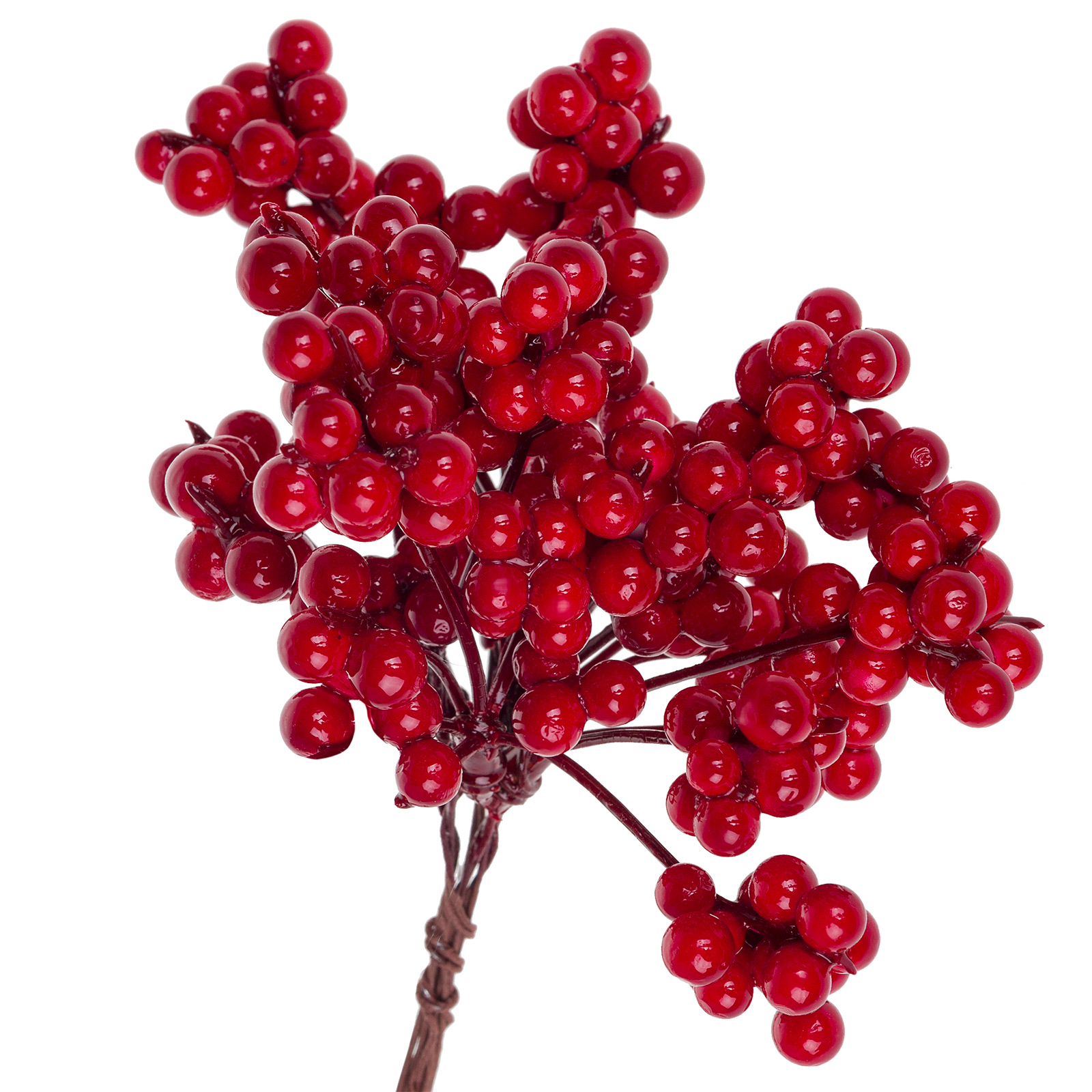 Ягоды искусственные на вставке (пластик), H20 см Красный