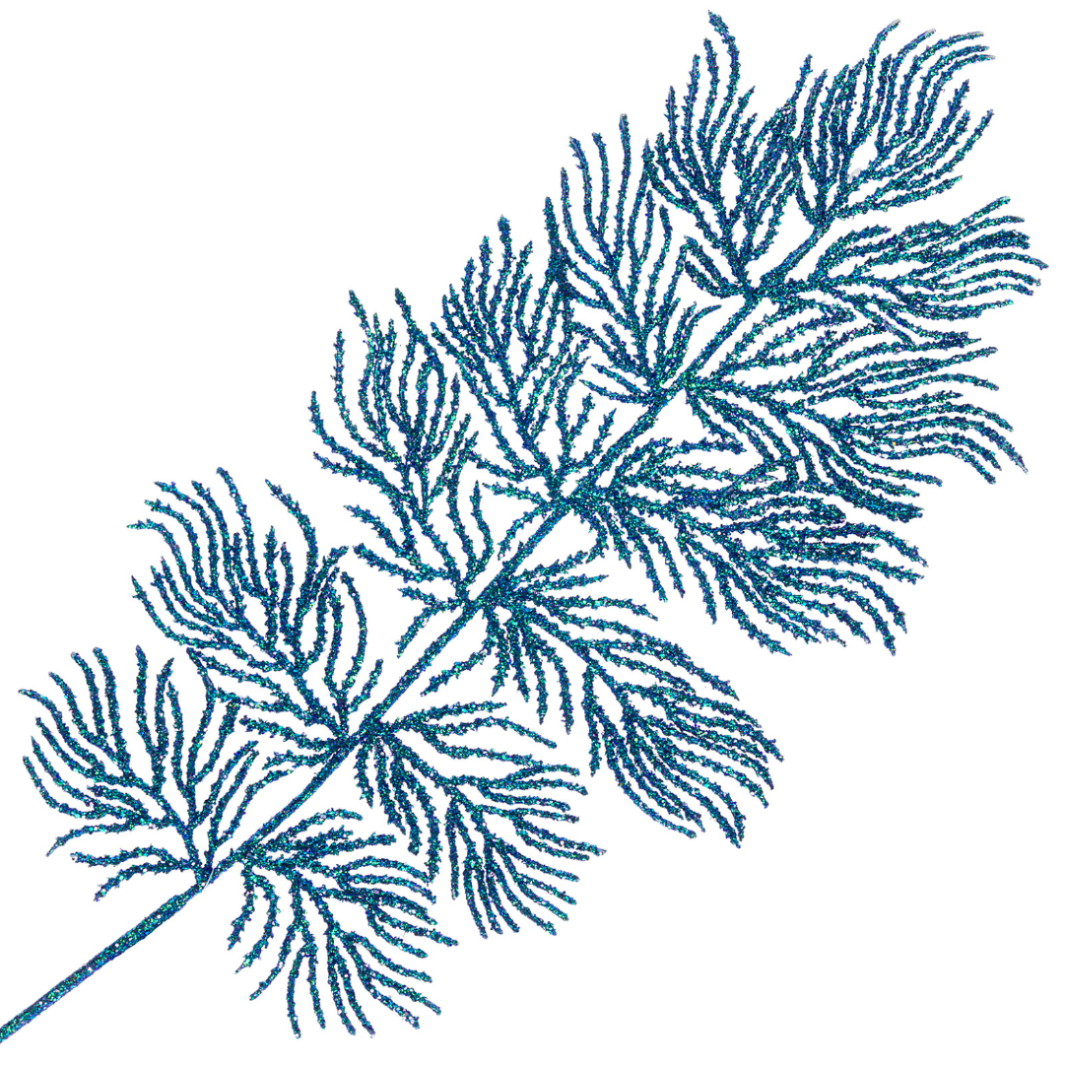 Ветка искусственная (пластик), H78 см, с глиттером Синий