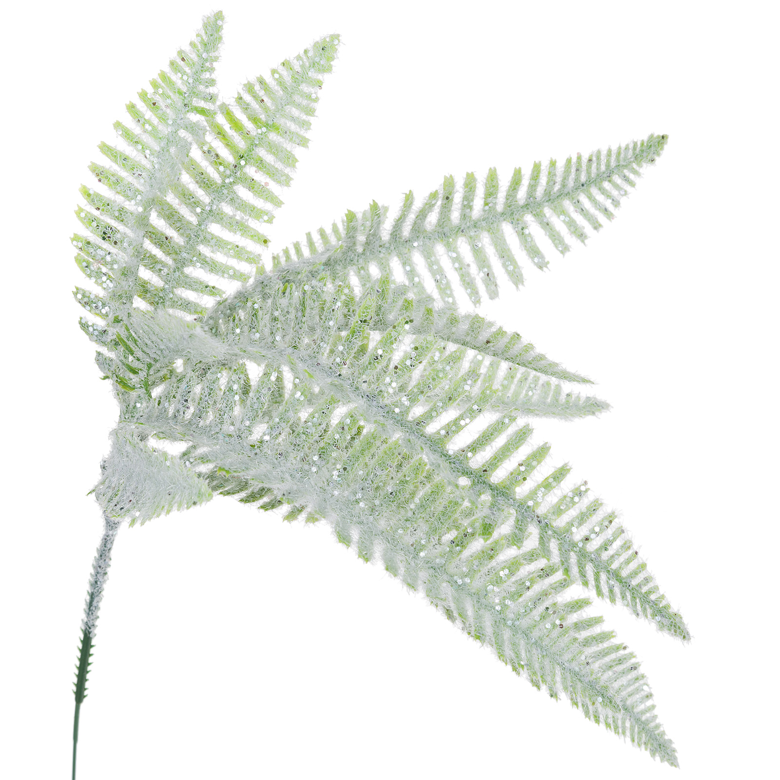 Ветка искусственная "Папоротник" (пластик), H34 см Белый-зеленый