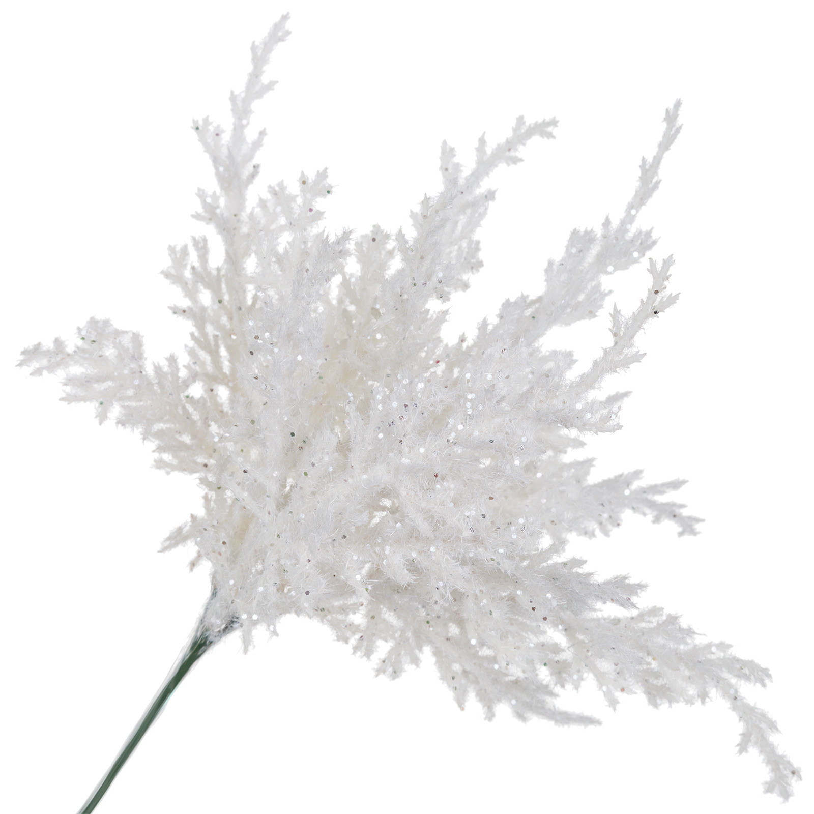 Ветка искусственная (пластик), H31 см, с глиттером Белый