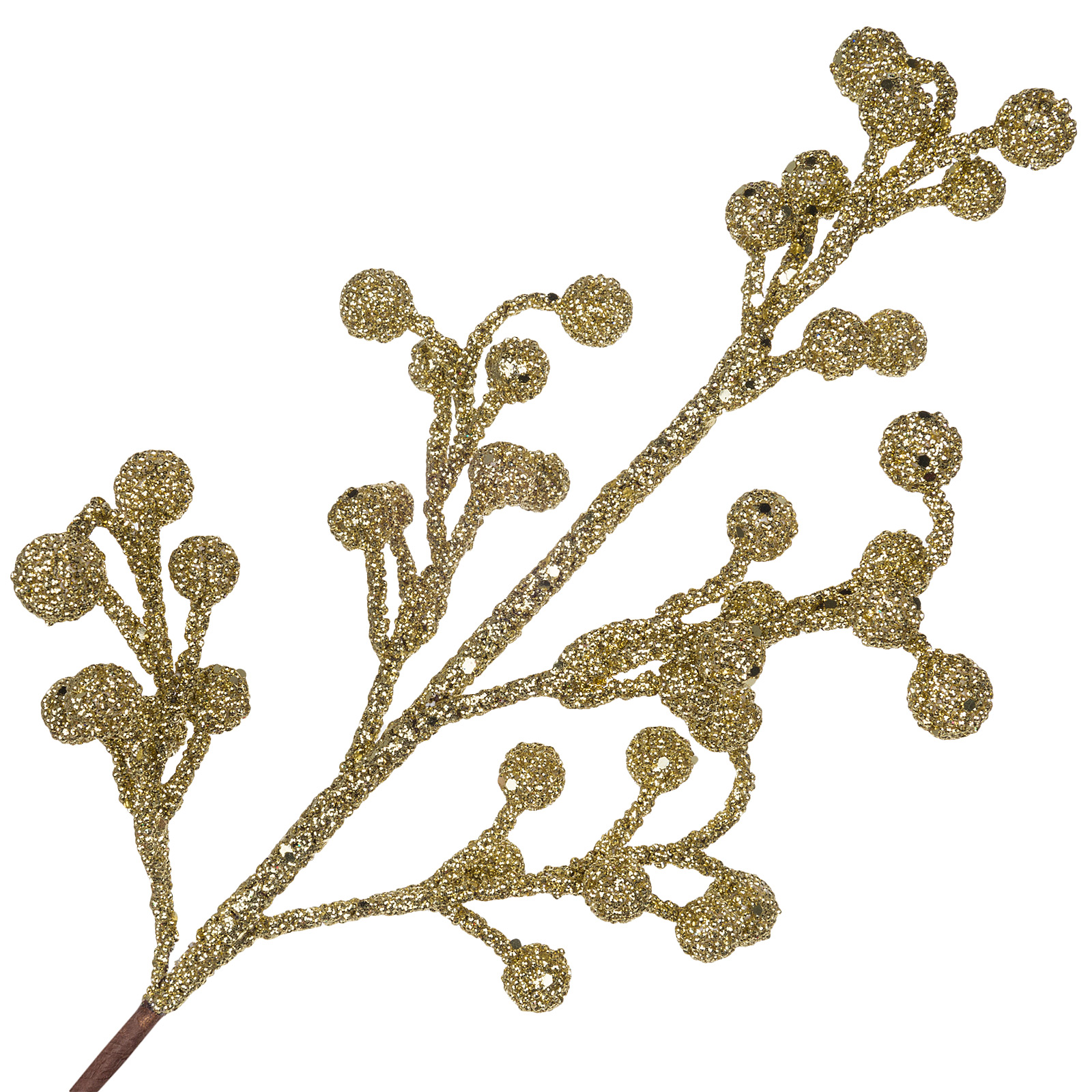 Ветка искусственная (пластик), H53 см, с глиттером Золотой